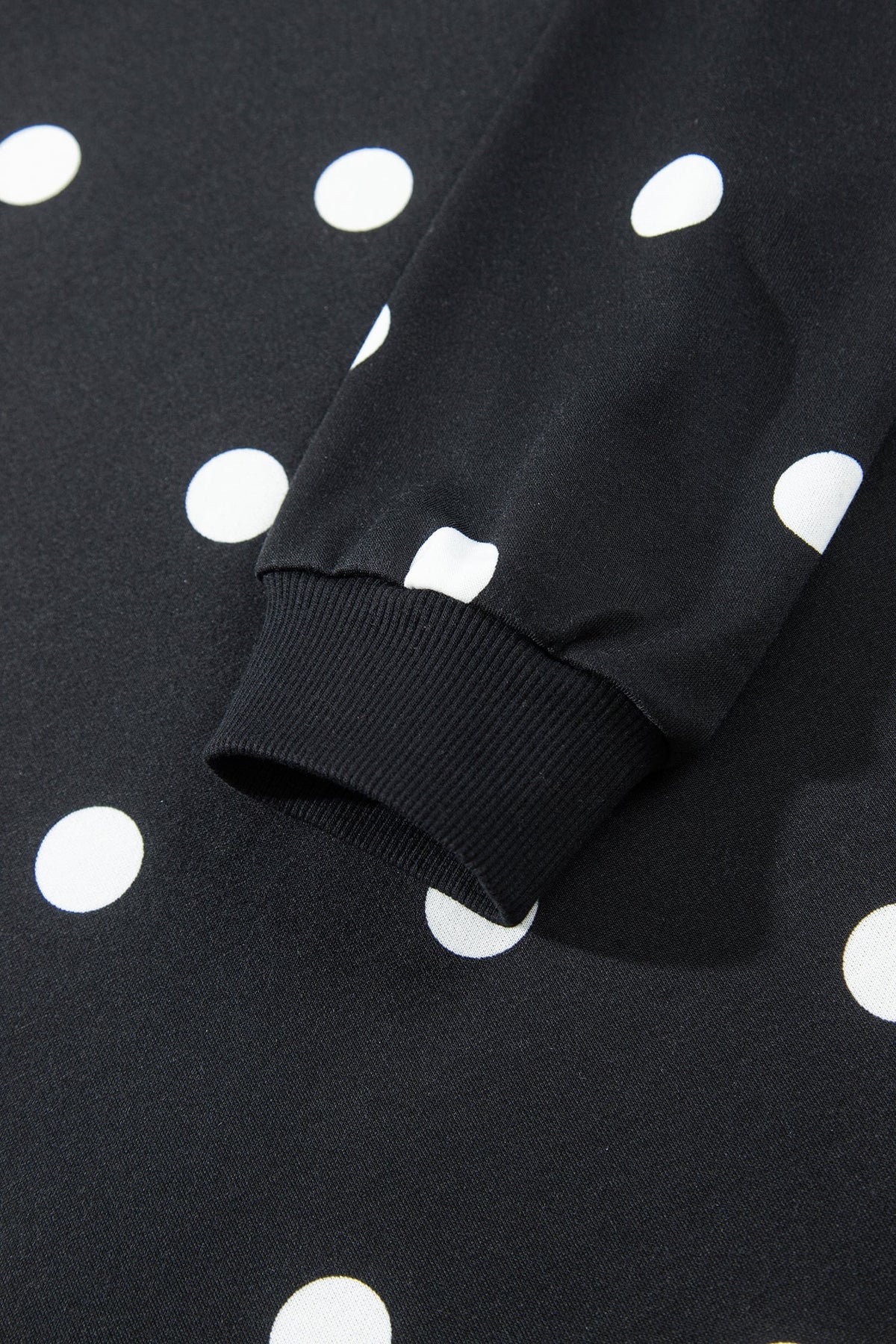 Black Polka Dot Raw Hem Relaxed Pullover Loose Skort Two Piece Set