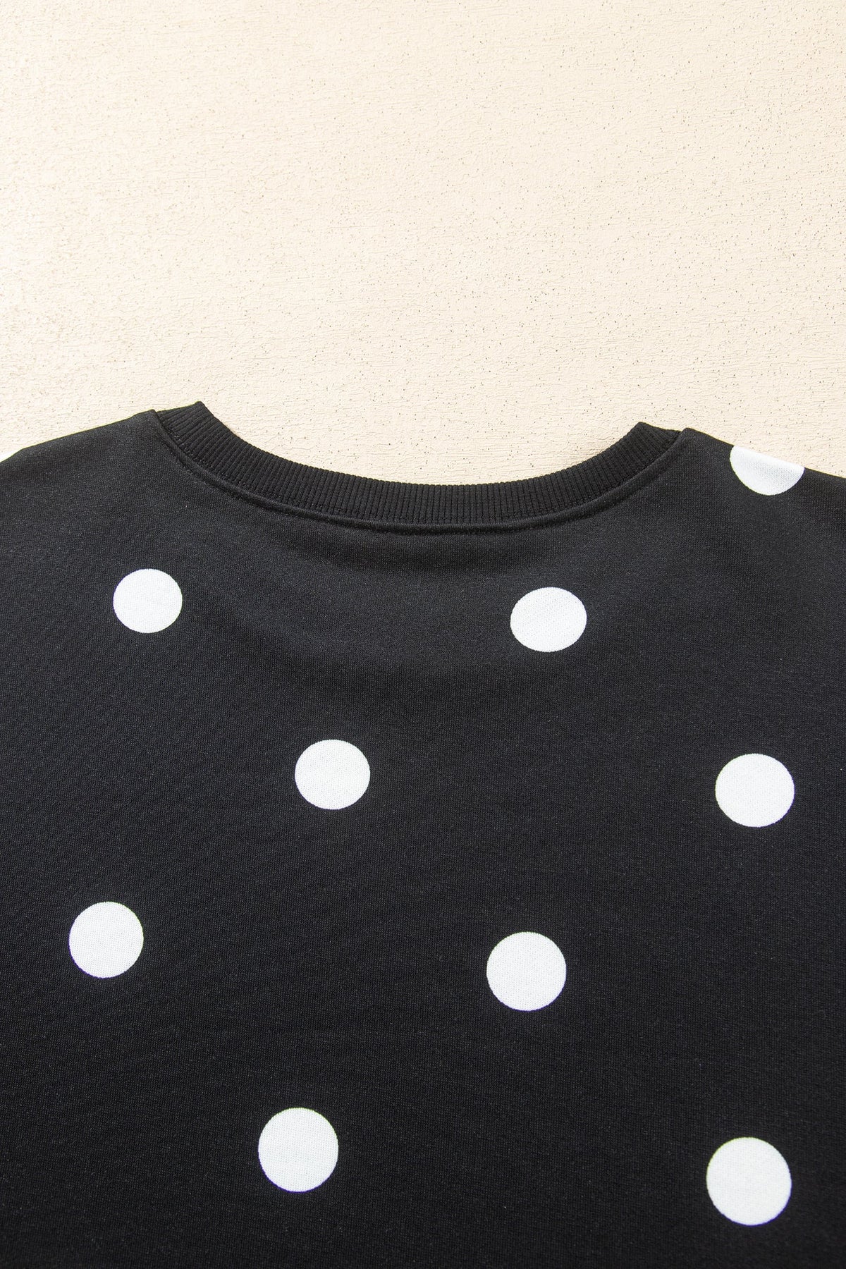 Black Polka Dot Raw Hem Relaxed Pullover Loose Skort Two Piece Set