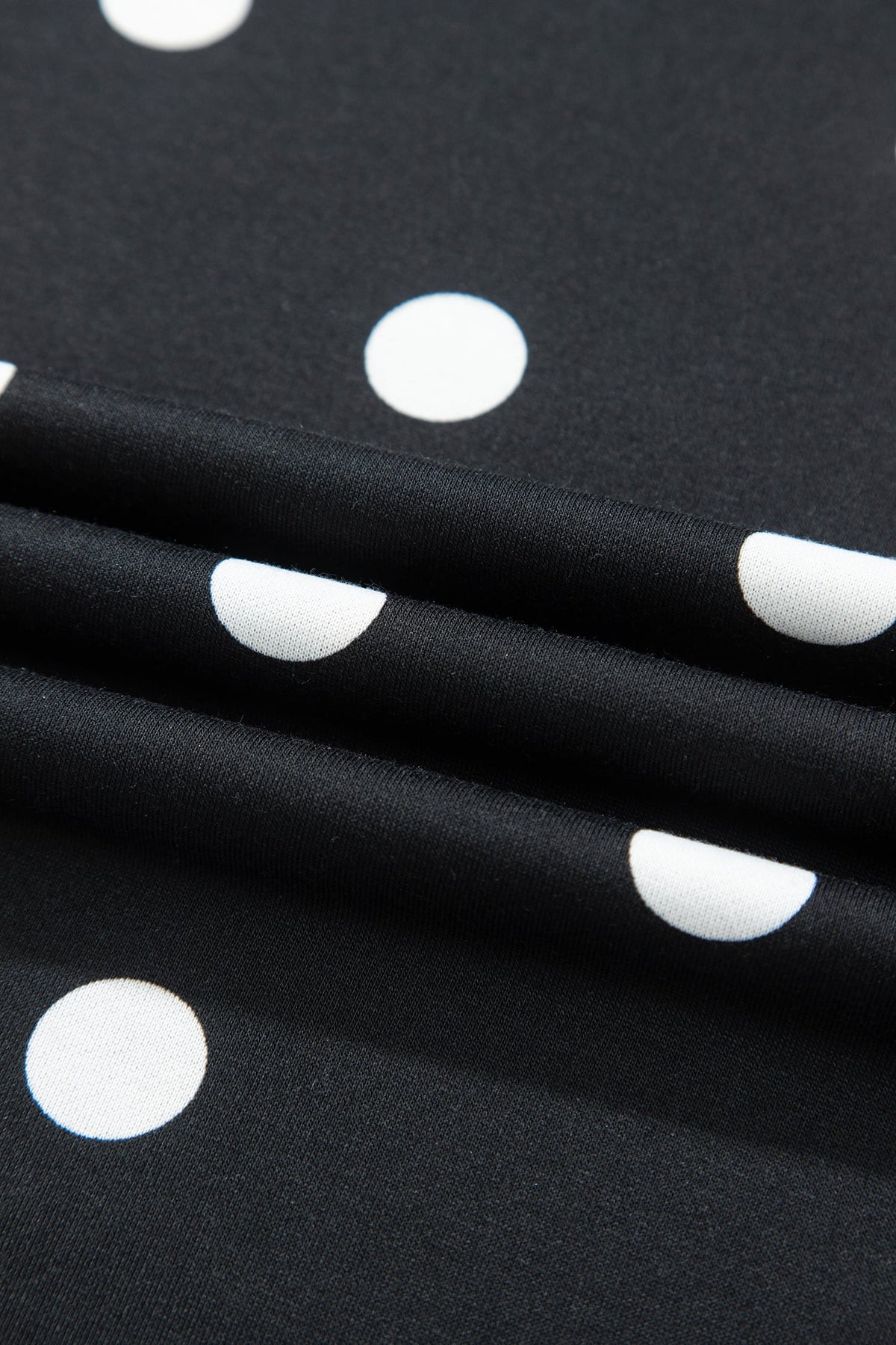 Black Polka Dot Raw Hem Relaxed Pullover Loose Skort Two Piece Set
