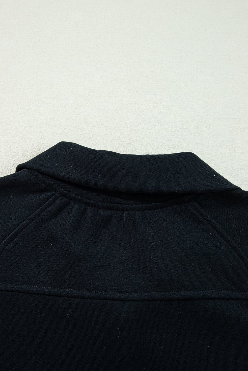 Black Quarter Zip Stand Neck Kangaroo Pocket Sweatshirt