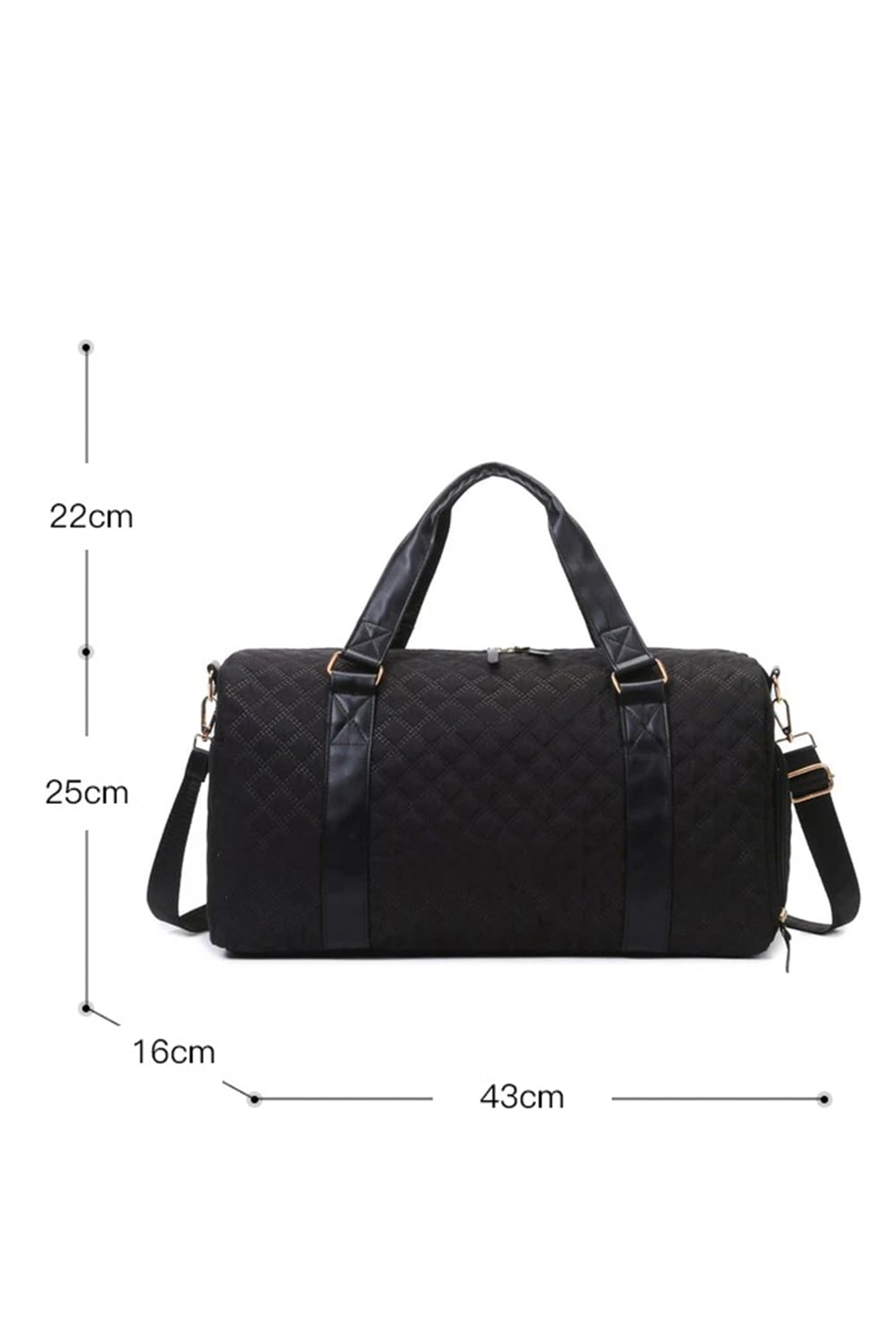Black Rhombus Textured Waterproof Travel Duffel Bag