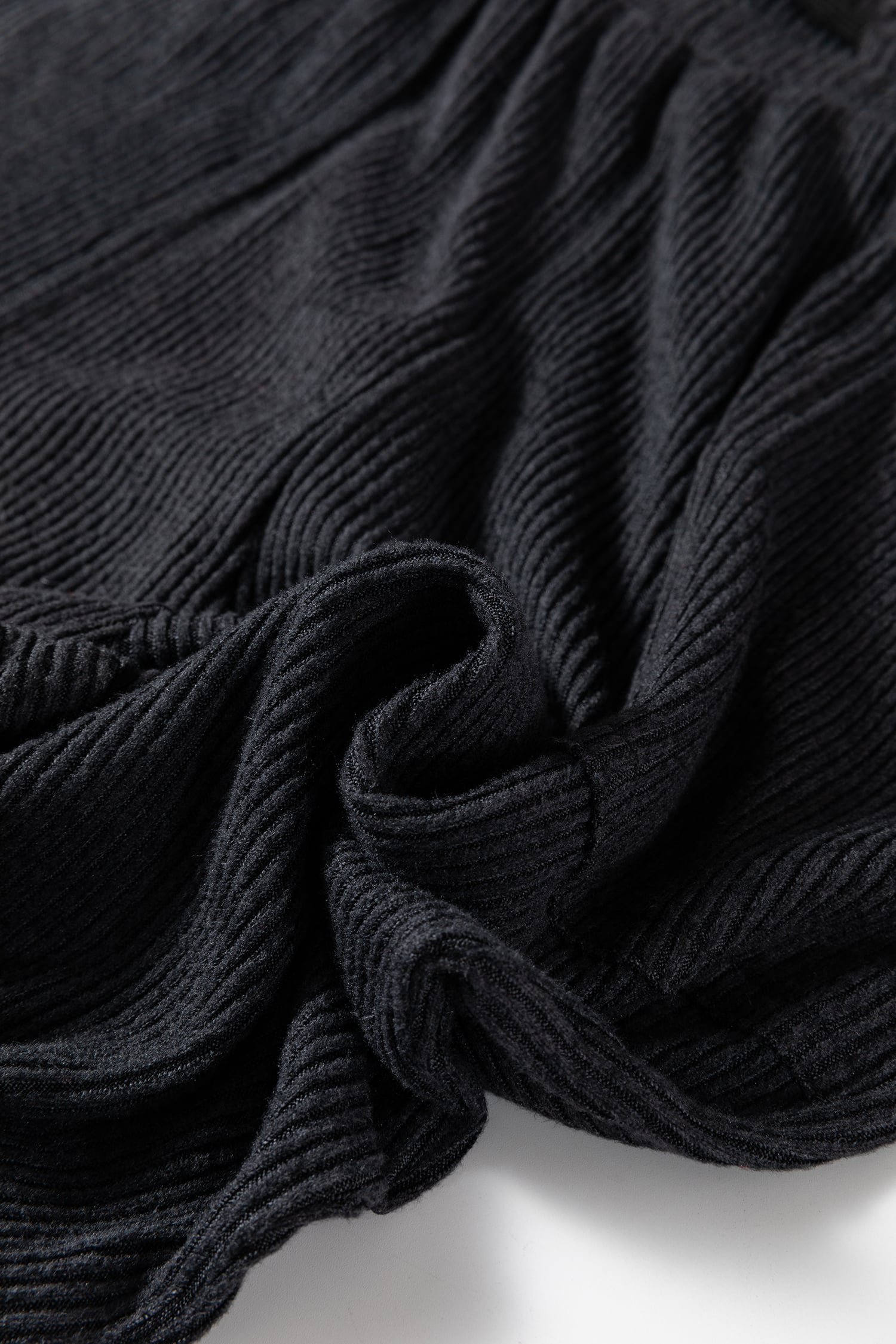 Black Ribbed Drawstring Active Jogger Pants