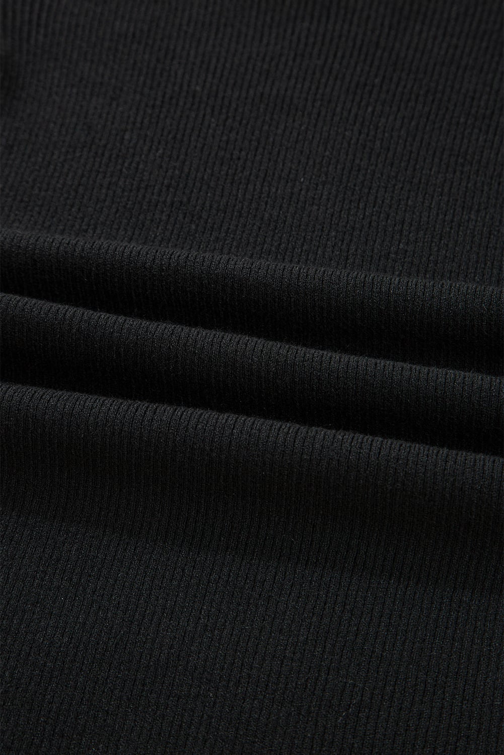 Black Ribbed Knit Cold Shoulder Sweater