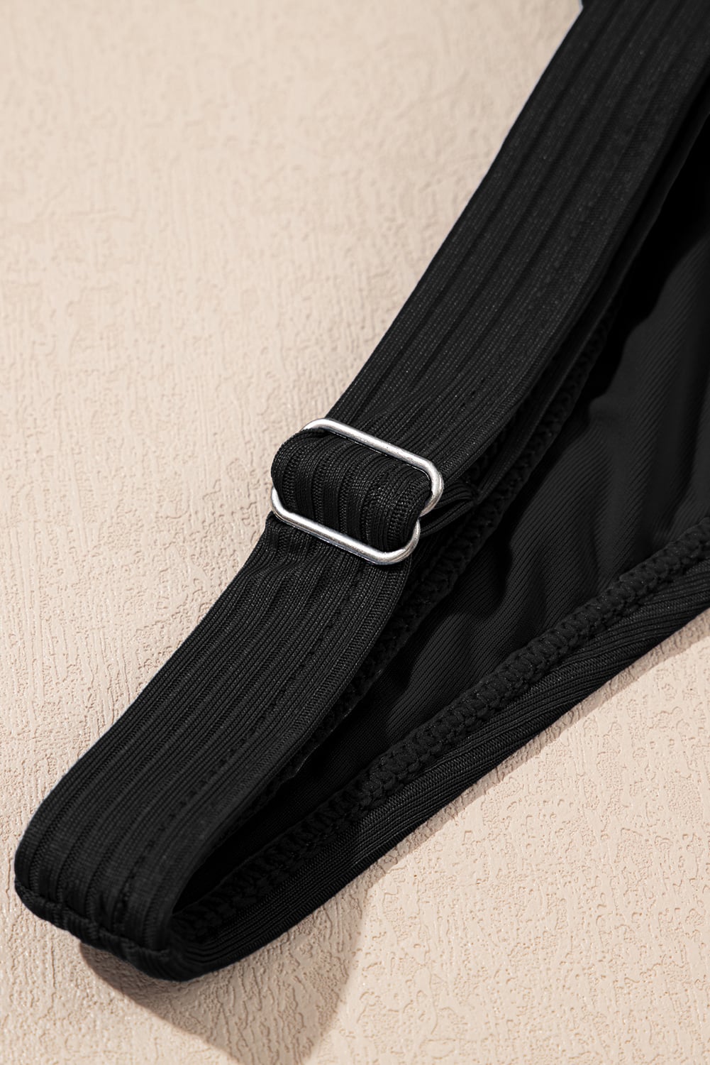 Black Ribbed Knit Crossed Detail Tank Skort 2pcs Swimsuit