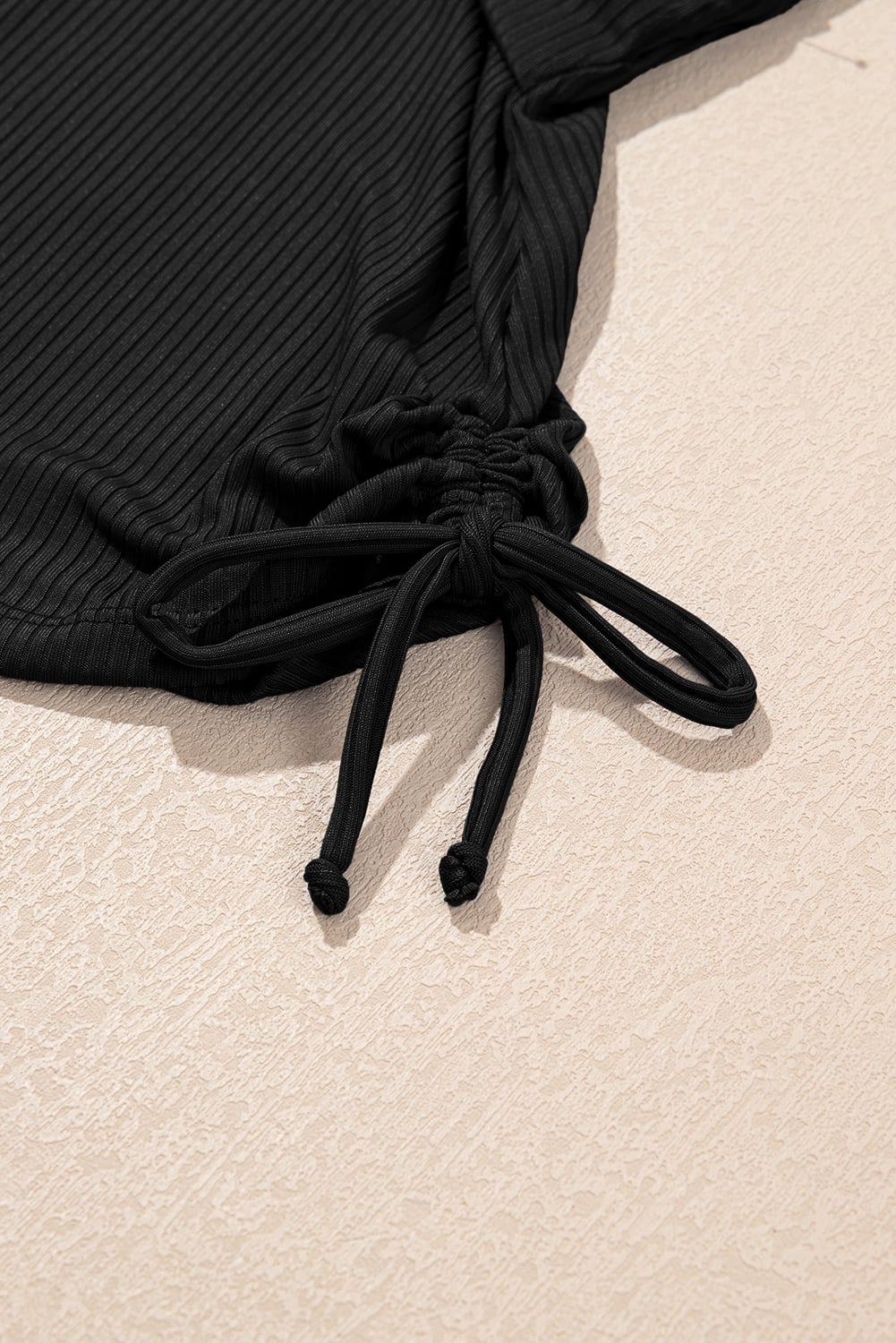 Black Ribbed Knit Crossed Detail Tank Skort 2pcs Swimsuit