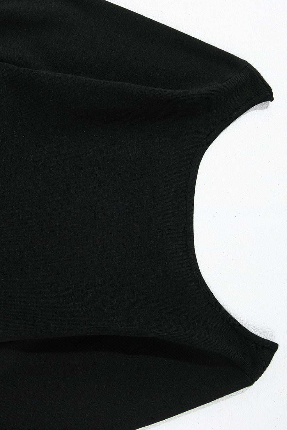 Black Ribbed Knit Long Sleeve Scoop Neck Peplum Patchwork Top