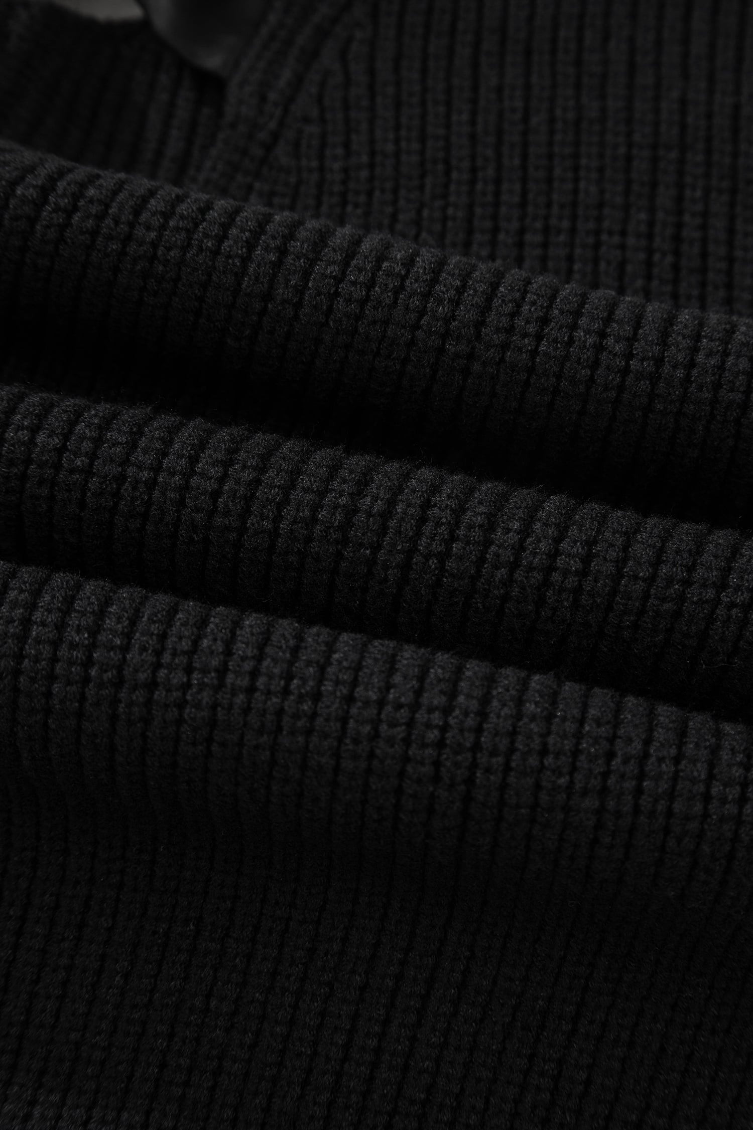 Black Ribbed Knit Ribbon Knot Backless Drop Shoulder Sweater