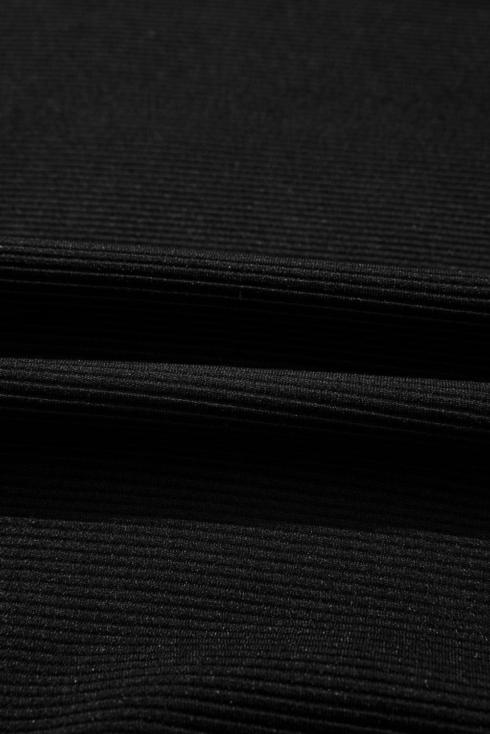 Black Ribbed Texture Baggy Drop Shoulder Pullover and Shorts Set