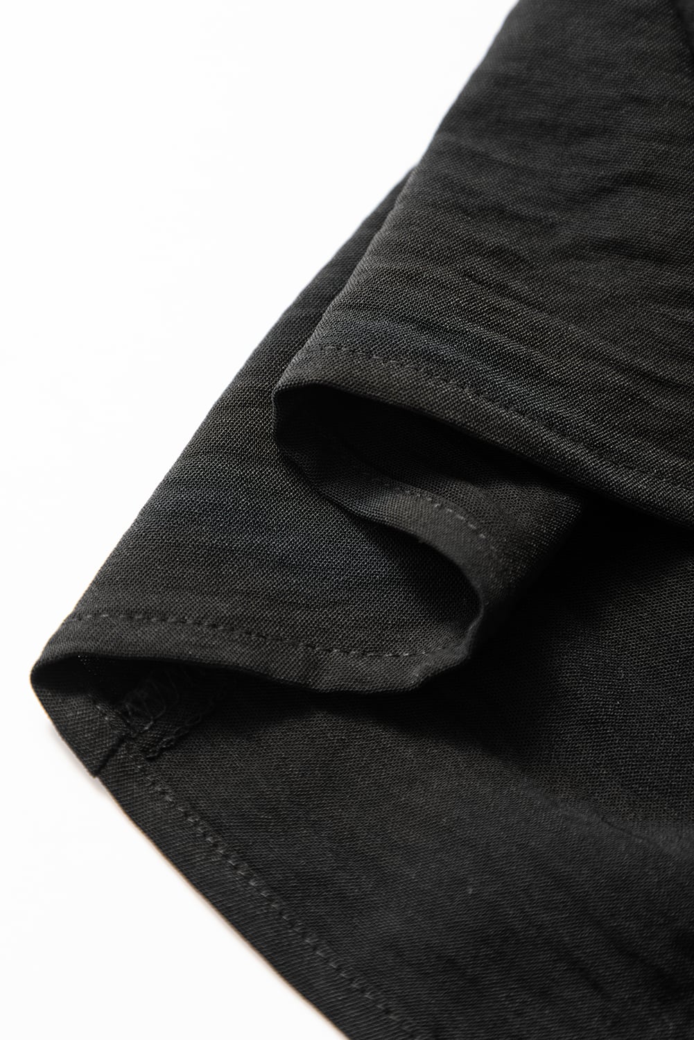 Black Ruffle Short Sleeve Shirred Peplum Top