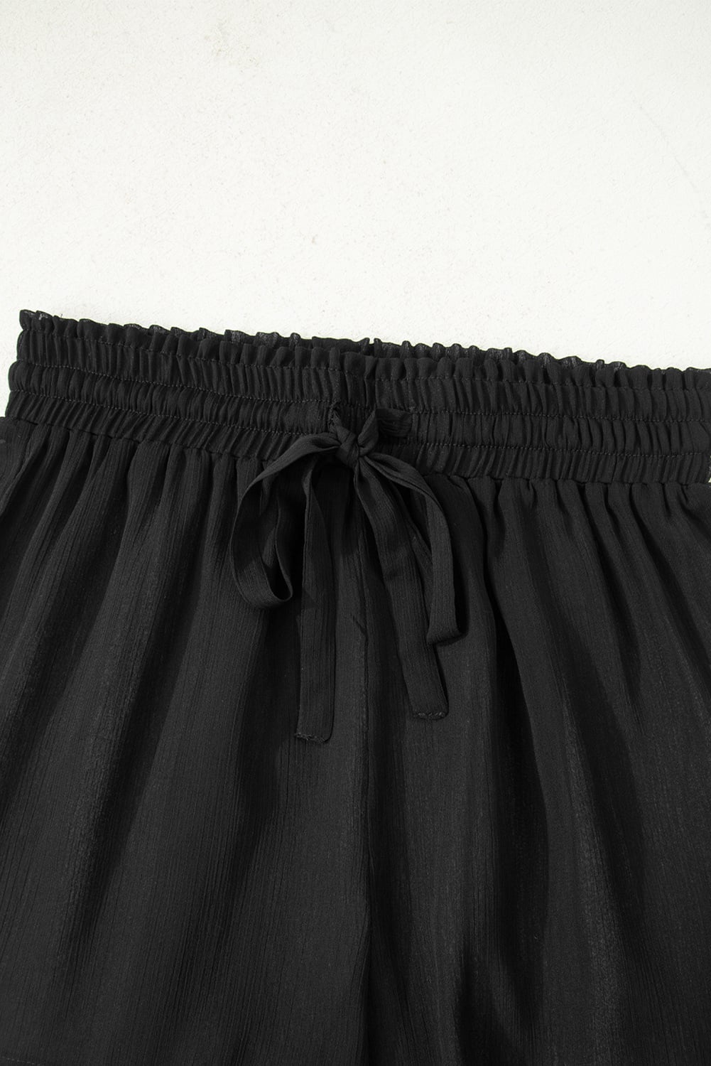 Black Sheer Tunic Shirt Drawstring Shorts 2pcs Swim Cover Up