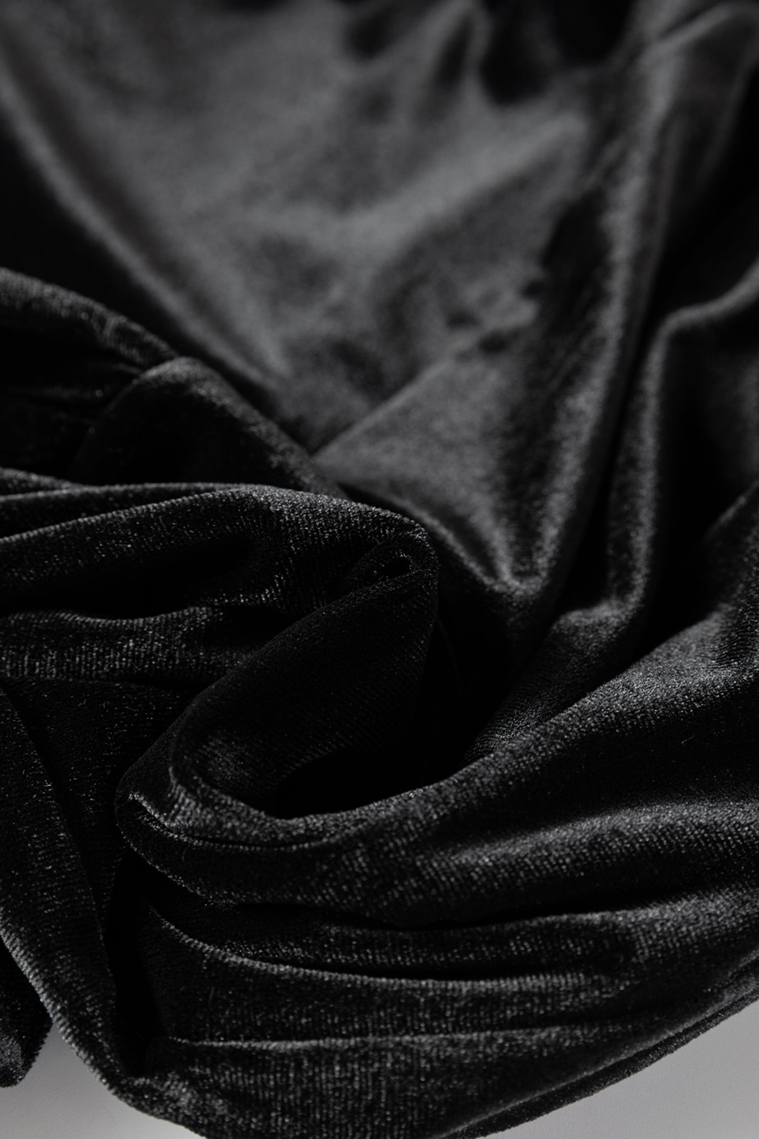 Black Shiny Velvet Drawstring High Waist Straight Leg Casual Pants