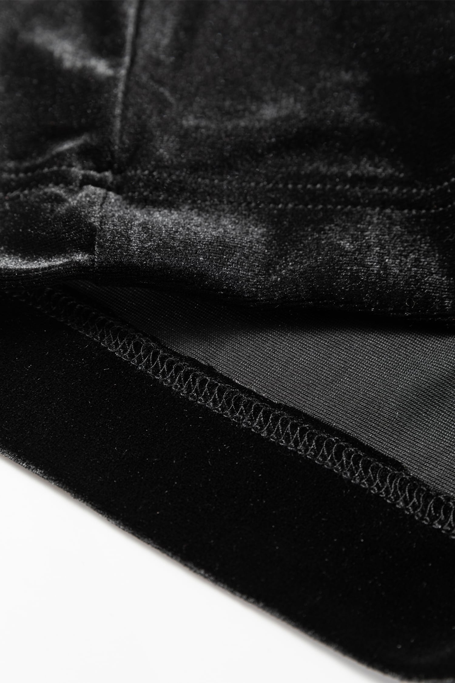 Black Shiny Velvet Drawstring High Waist Straight Leg Casual Pants