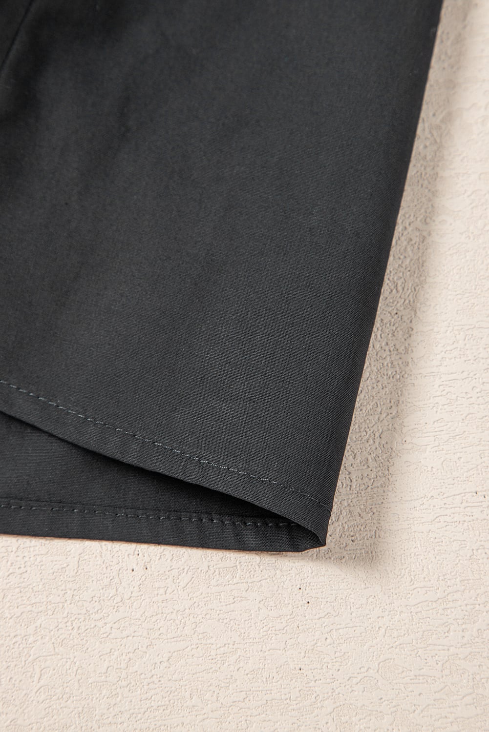 Black Shirt Style Button Down Puff Sleeve Ruffle Hem Dress