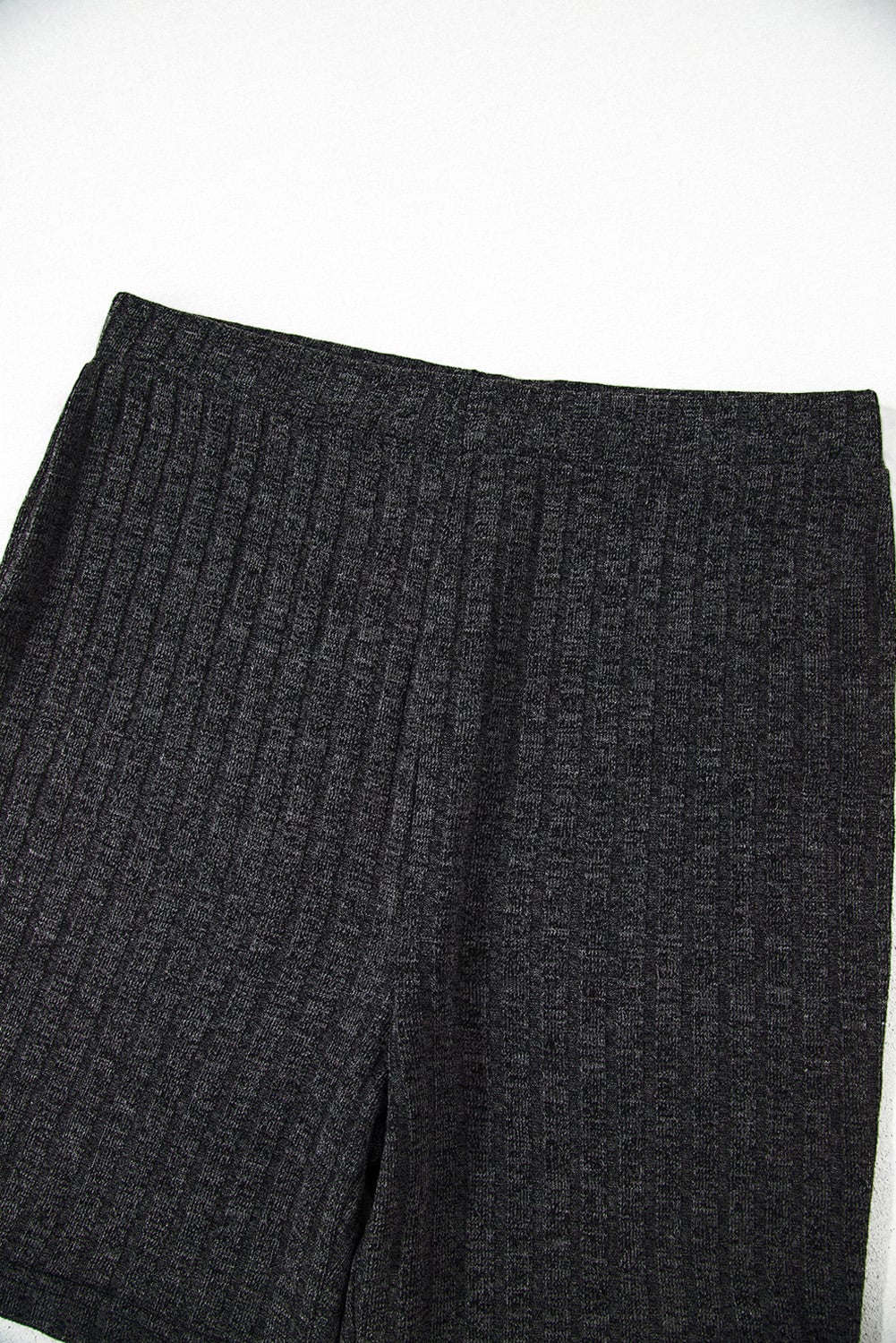 Black Soft Ribbed Loose Tee Slim Shorts 2pcs Sporty Set