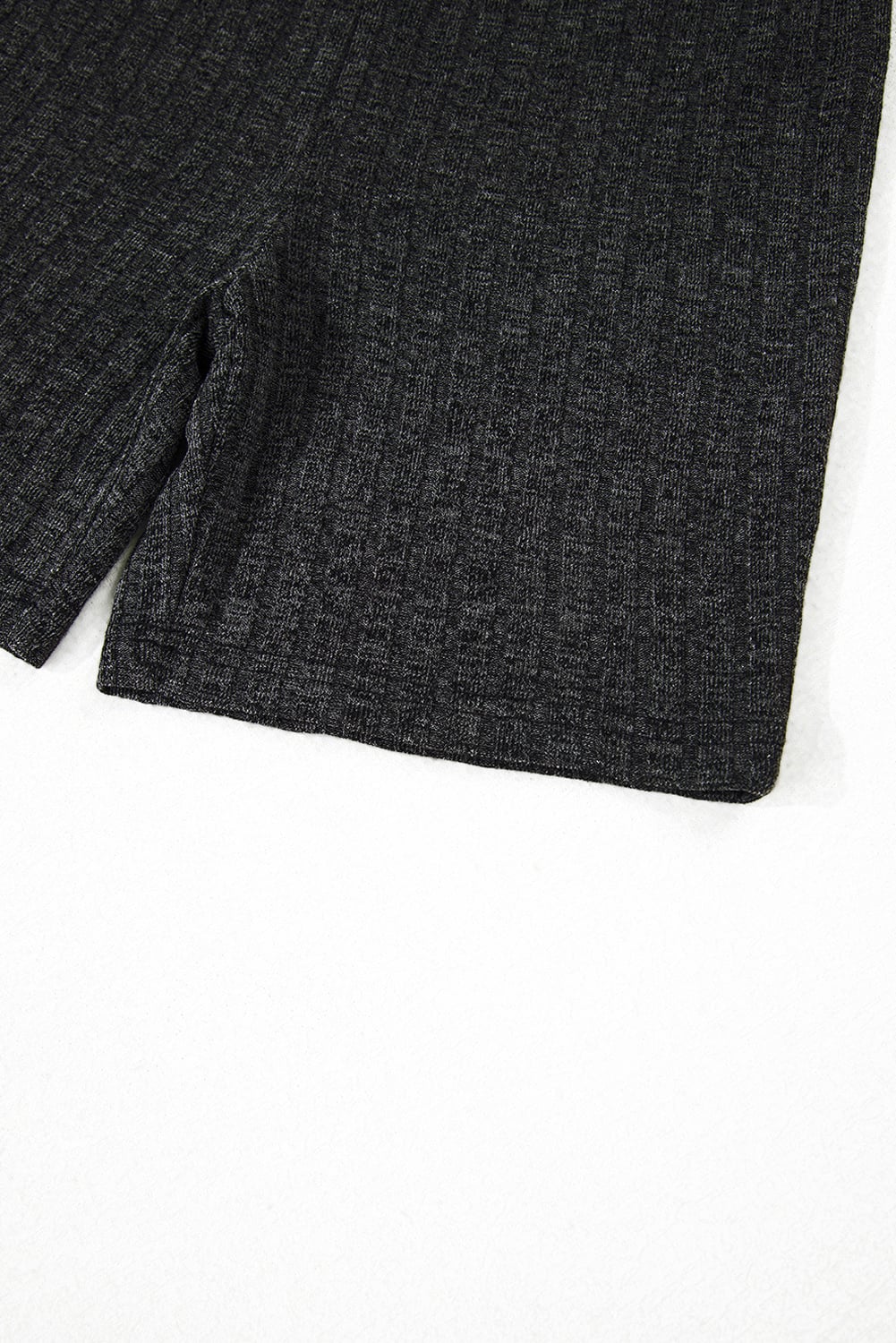 Black Soft Ribbed Loose Tee Slim Shorts 2pcs Sporty Set