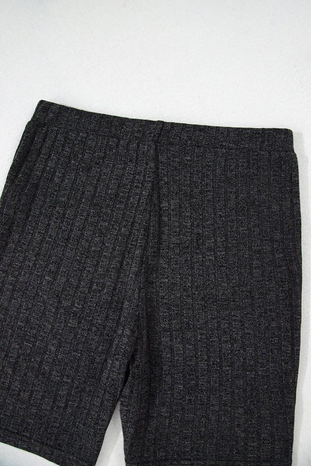 Black Soft Ribbed Loose Tee Slim Shorts 2pcs Sporty Set