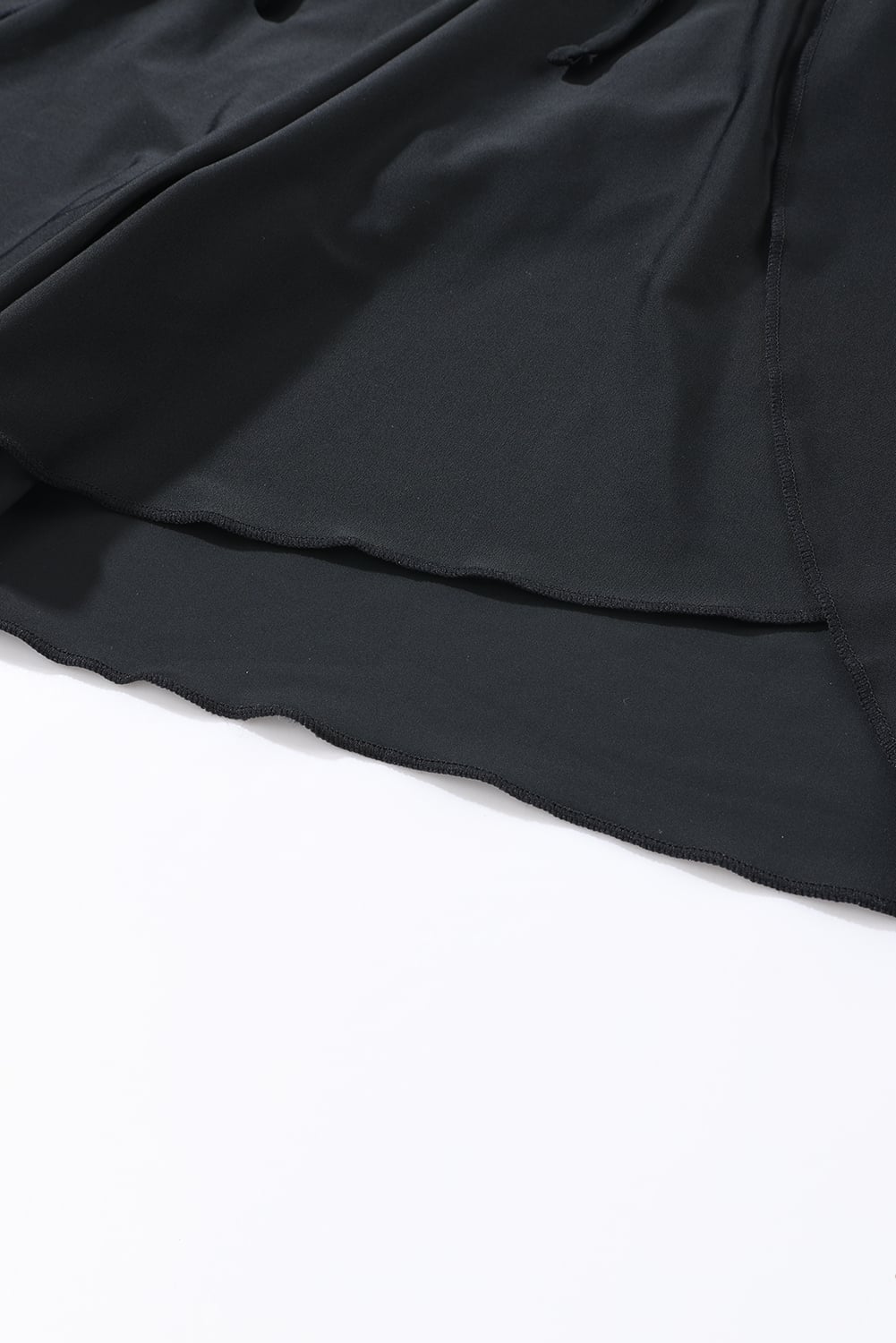 Black Solid Color 2-in-1 Drawstring Elastic Waist Swim Shorts