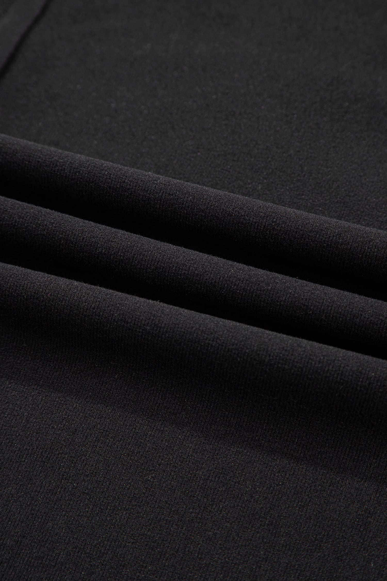 Black Solid Color Bow Textured Patchwork Long Sleeve Tee
