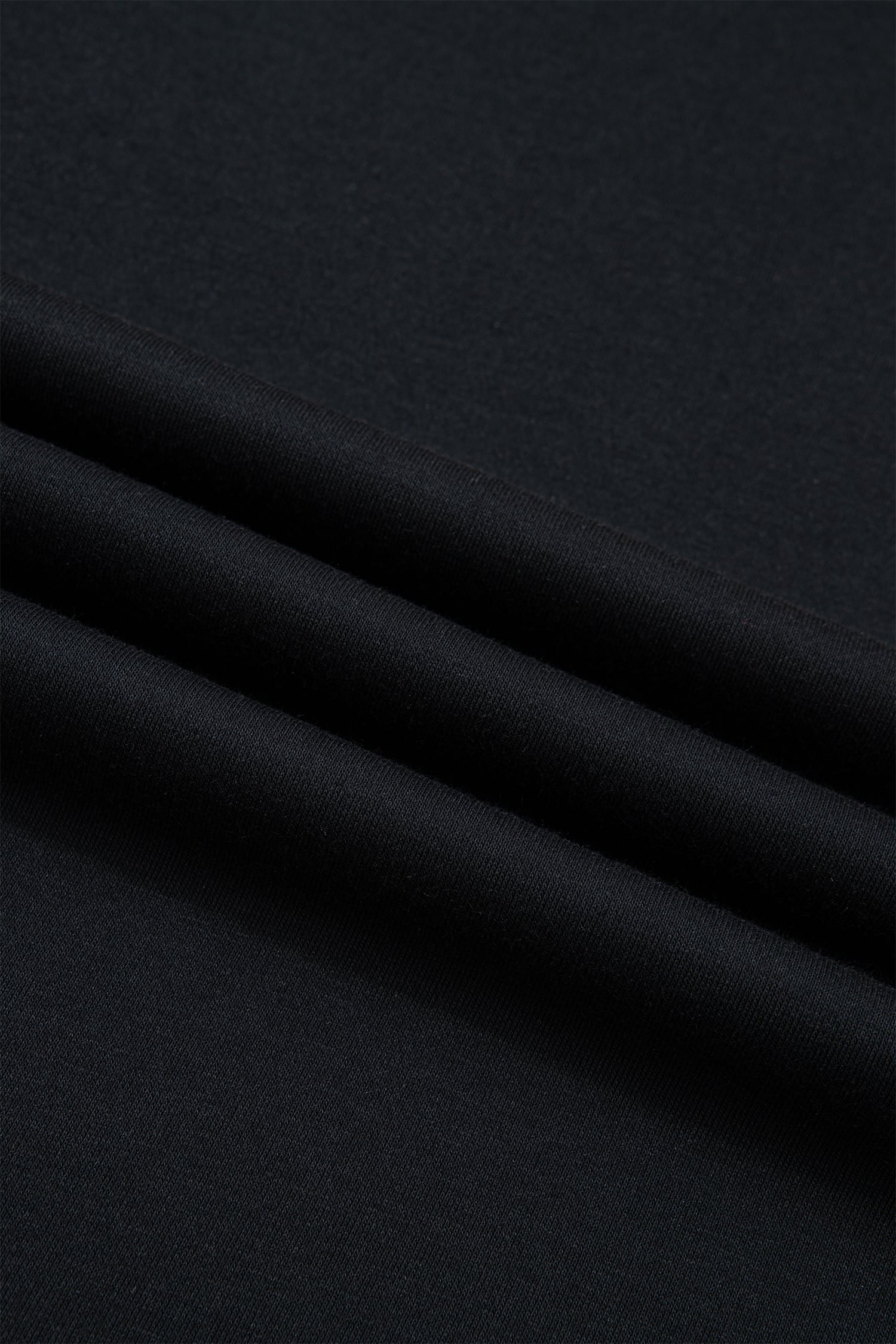 Black Solid Color Dropped Shoulder Long Sleeve Top