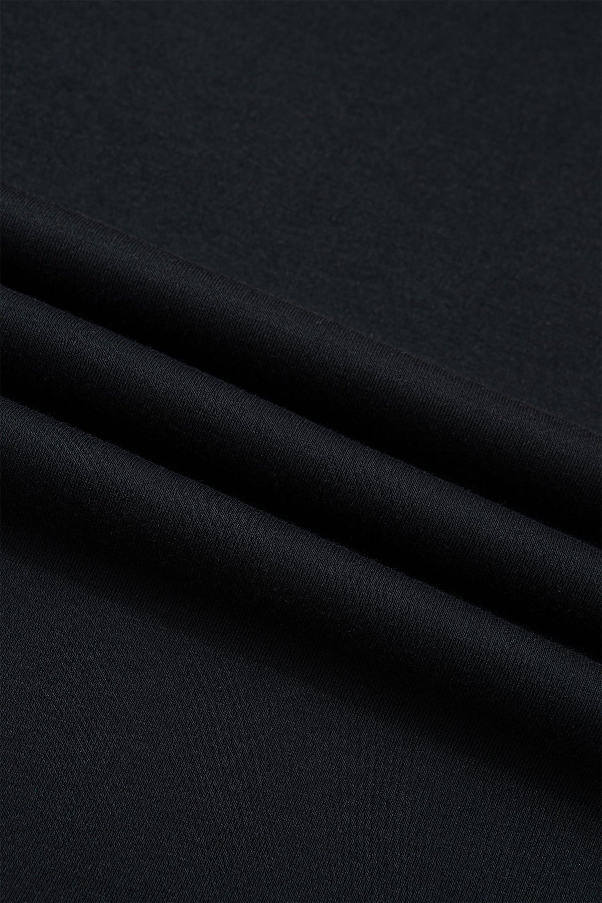 Black Solid Color Dropped Shoulder Long Sleeve Top