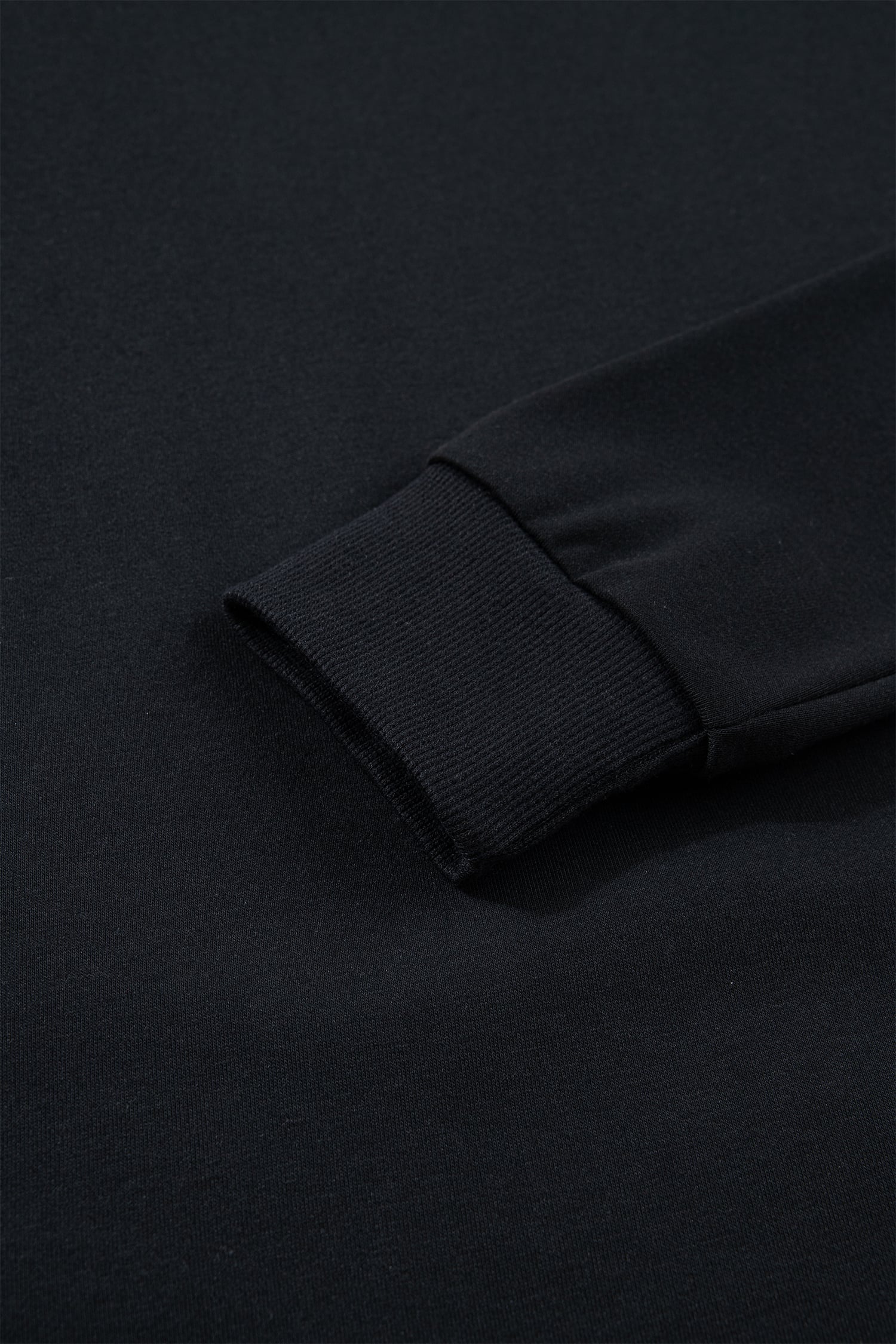 Black Solid Color Dropped Shoulder Long Sleeve Top