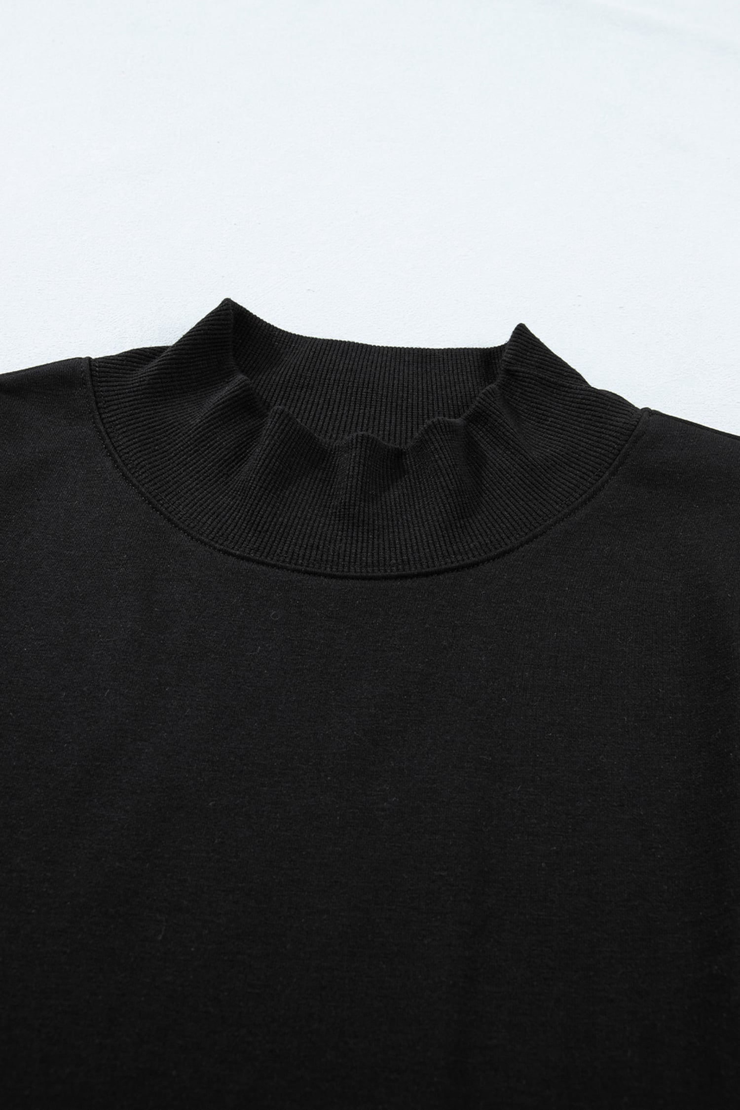 Black Solid Color High Neck Cap Sleeve Loose Top