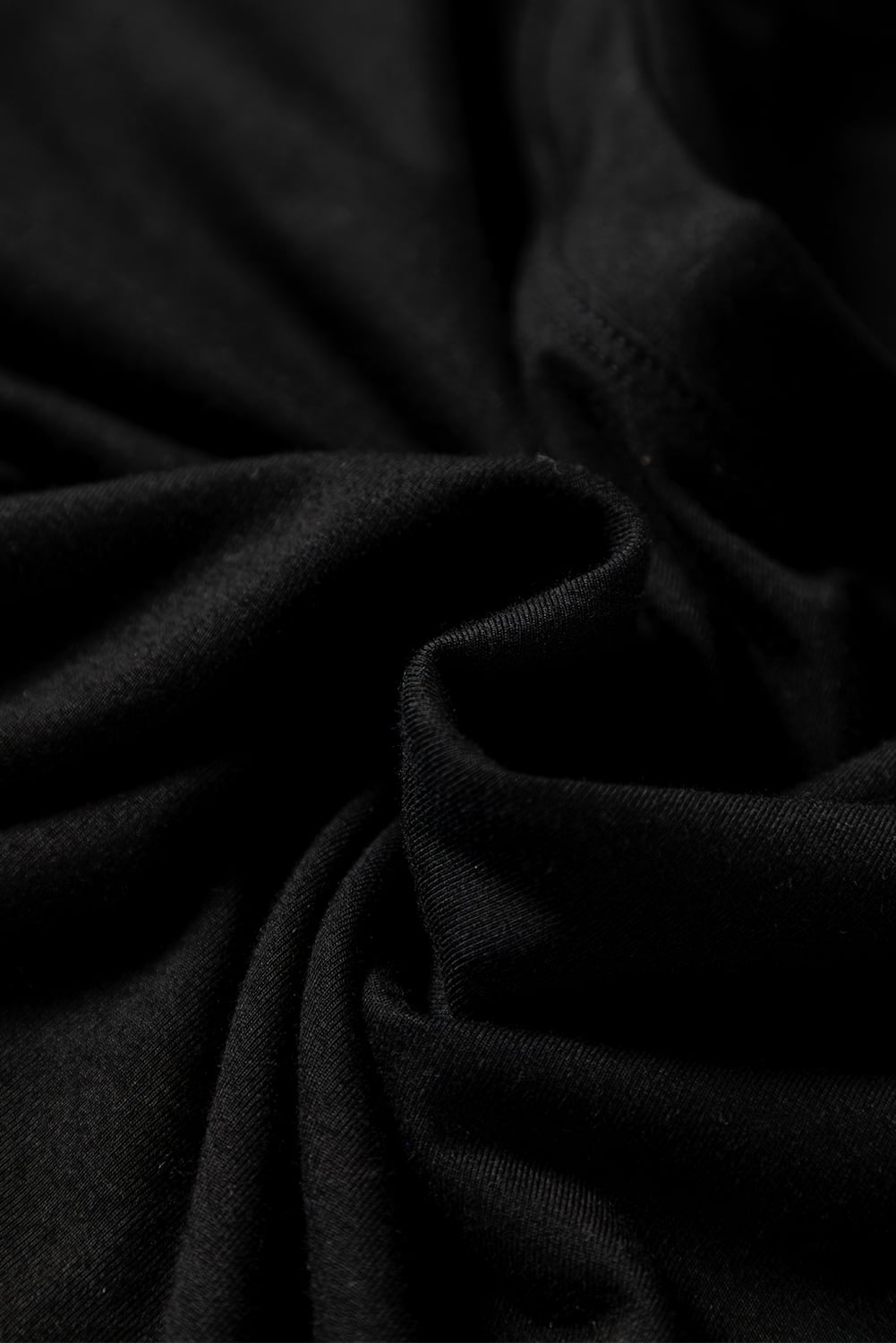 Black Solid Color Long Sleeve Fitted Top