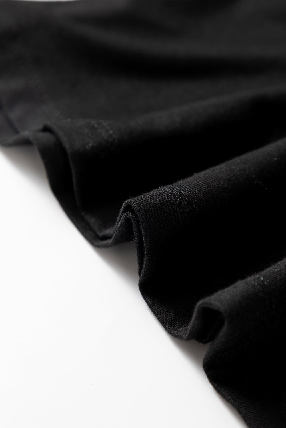 Black Solid Color Long Sleeve Fitted Top