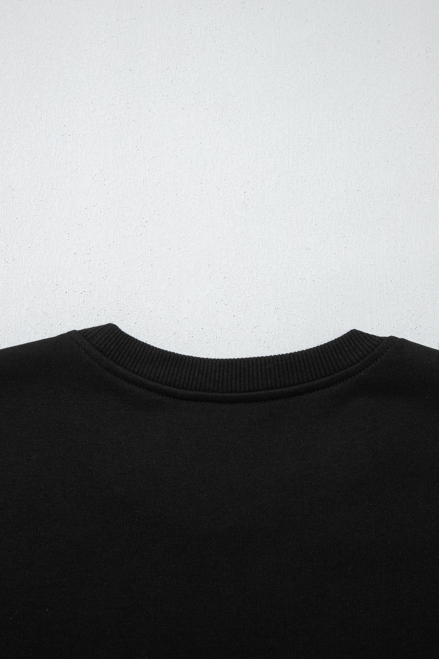Black Solid Color Oversize Slit Sweatshirt Ribbed Leggings 2pcs Set
