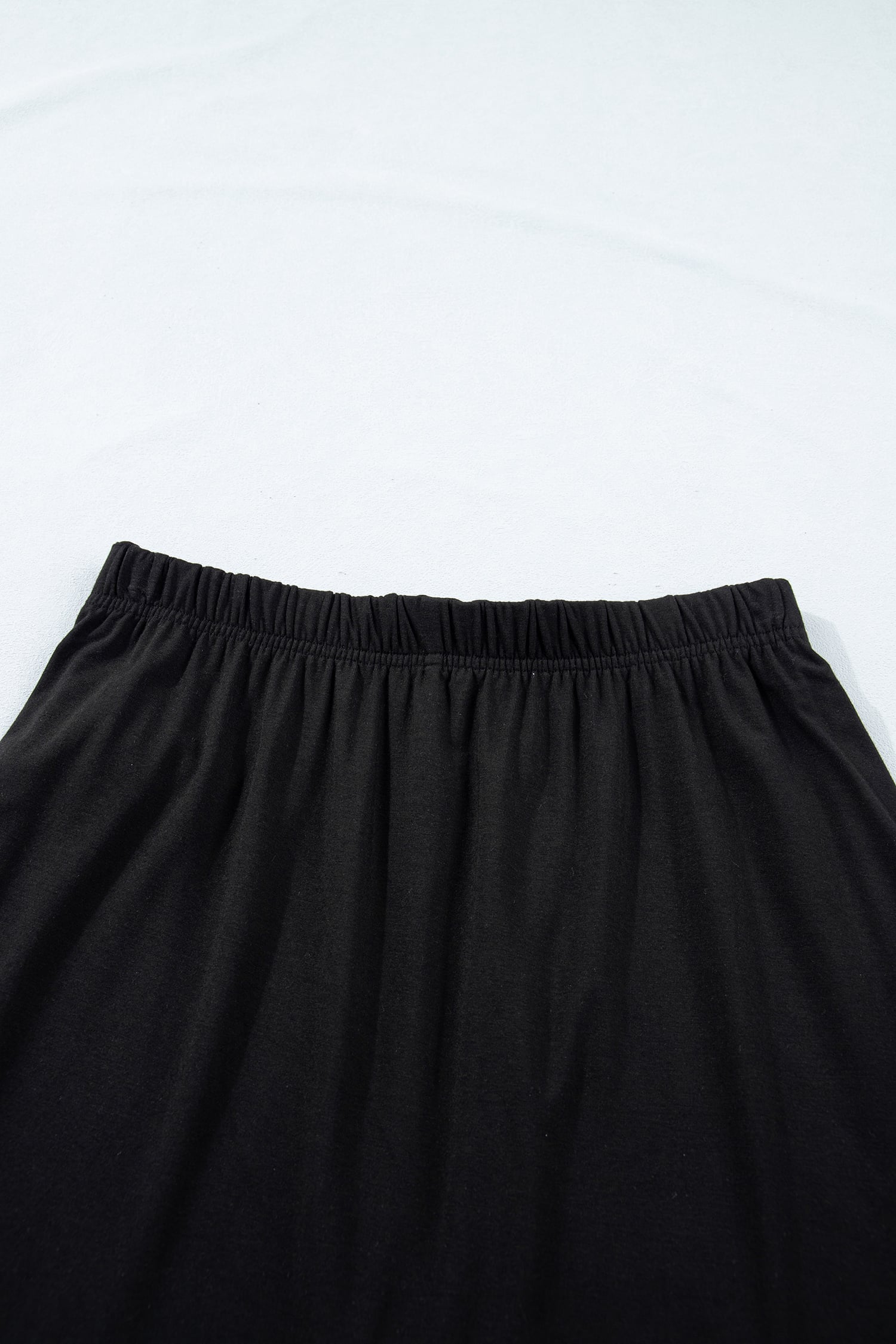 Black Solid Color Oversize Tee Tie Wrap Mini Skort 2pcs Set