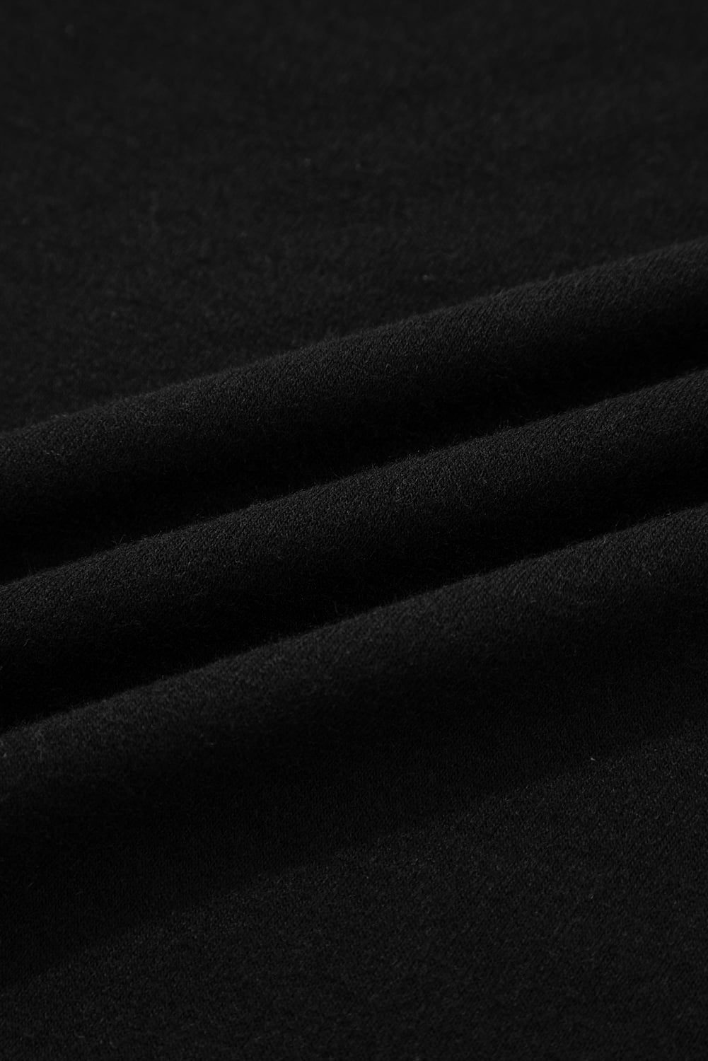 Black Solid Color Seam Detail Raglan Long Sleeve Top