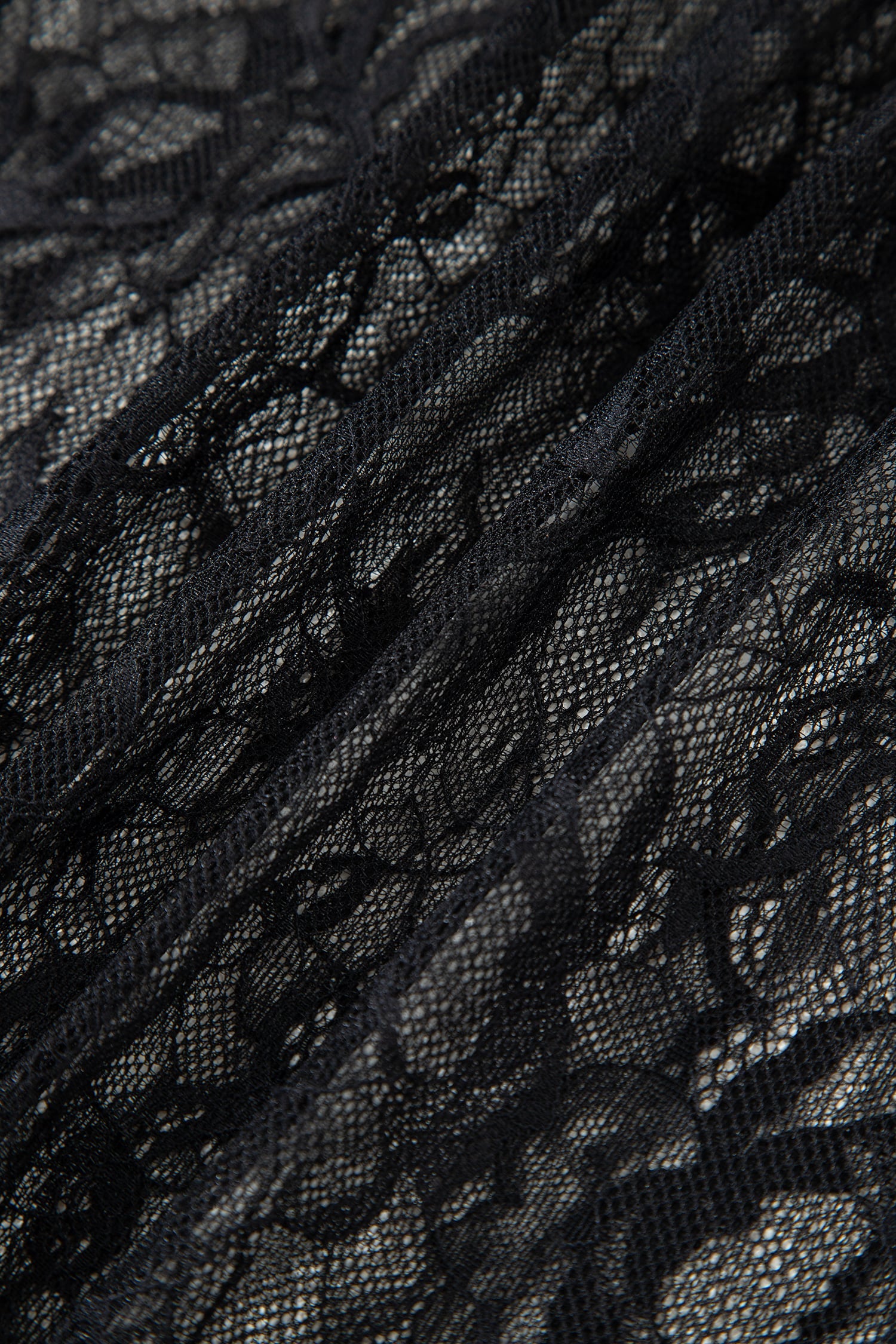 Black Solid Color Sleeveless Sheer Floral Lace Patchwork Long Dress