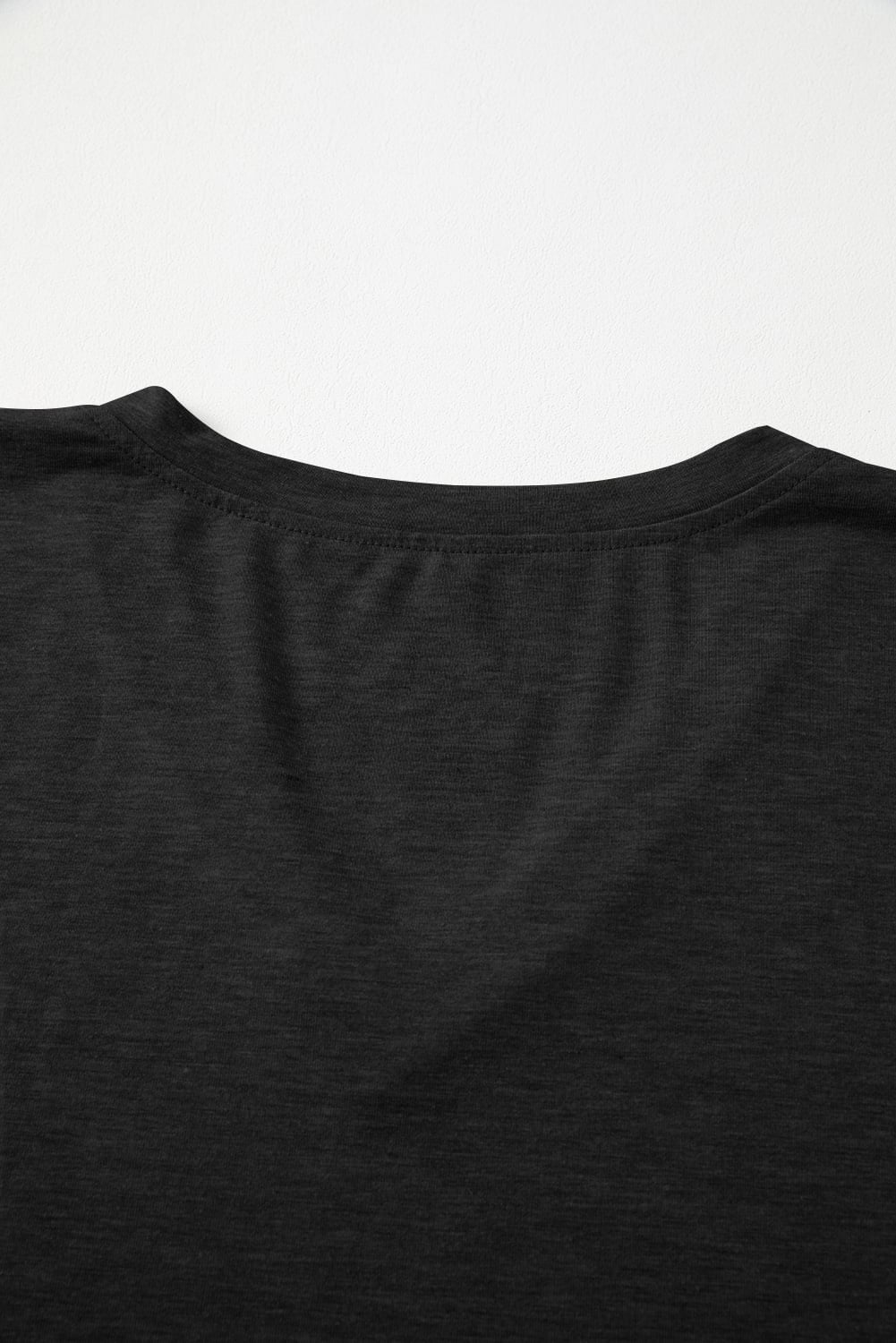 Black Solid Color V Neck Long Sleeve Stretchy Top