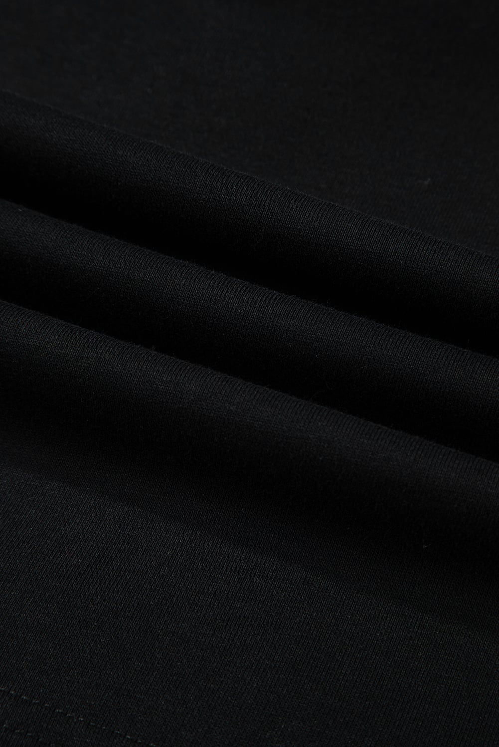 Black Solid Drop Shoulder Drawstring Cropped Hoodie
