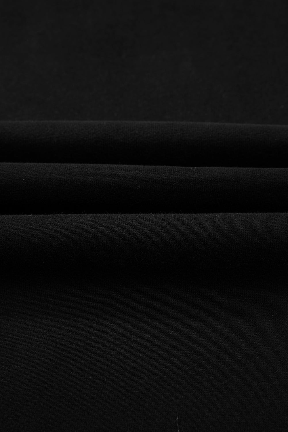 Black Solid Fleece Lined Drop Shoulder Terry Sweatshirt