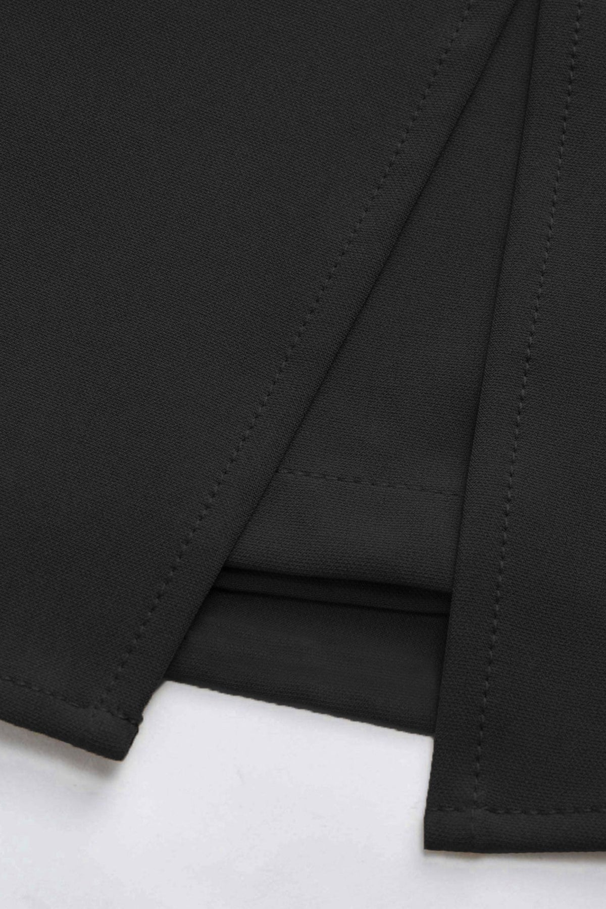 Black Solid High Waist Split Front Casual Skort