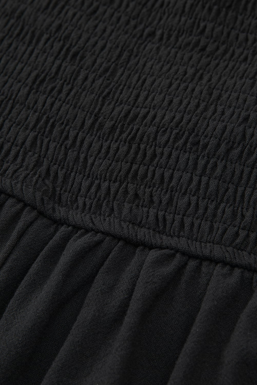 Black Square Neck Ruched Puff Sleeve Romper