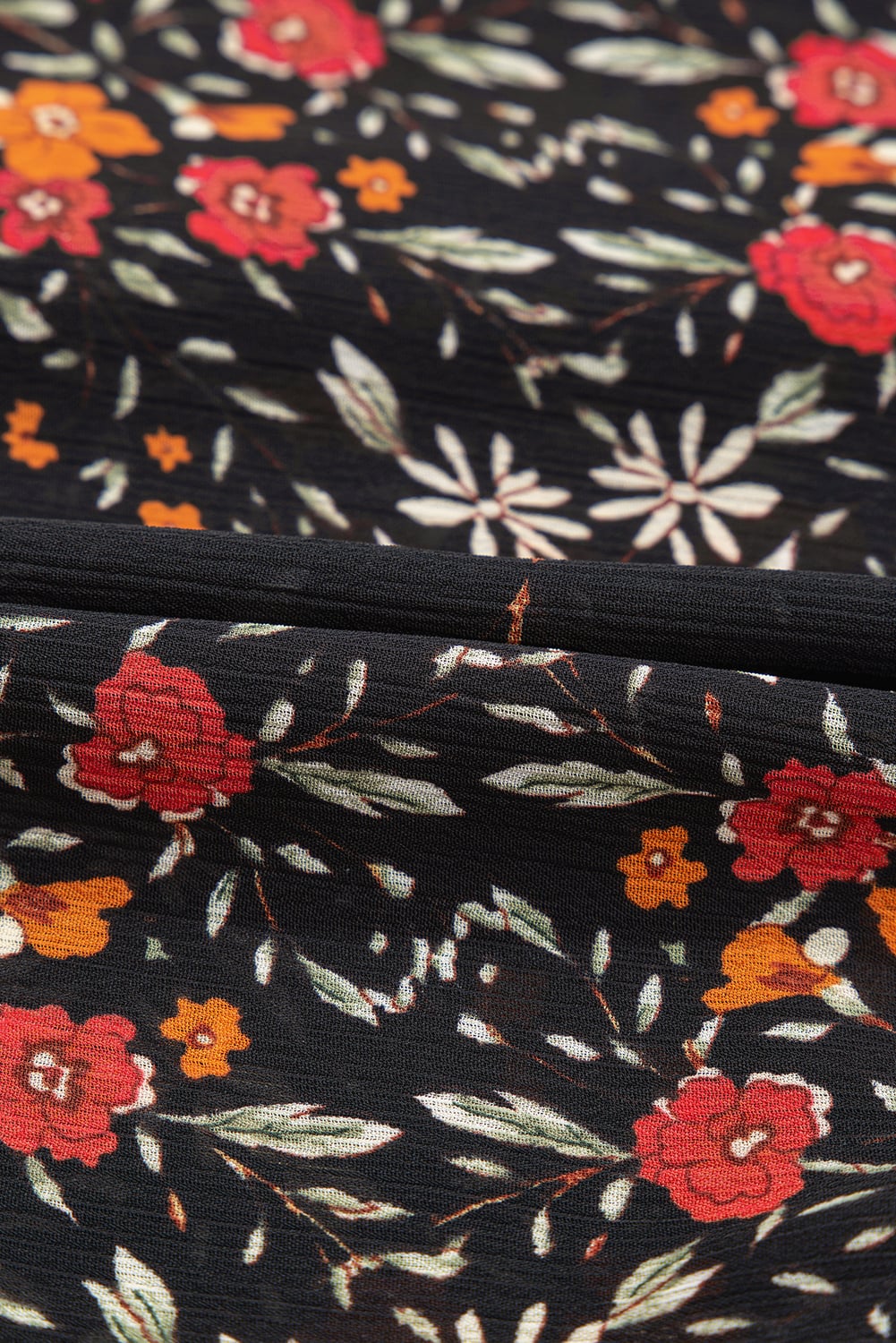 Black Strawberry Aesthetic Floral Puff Sleeve Shirt