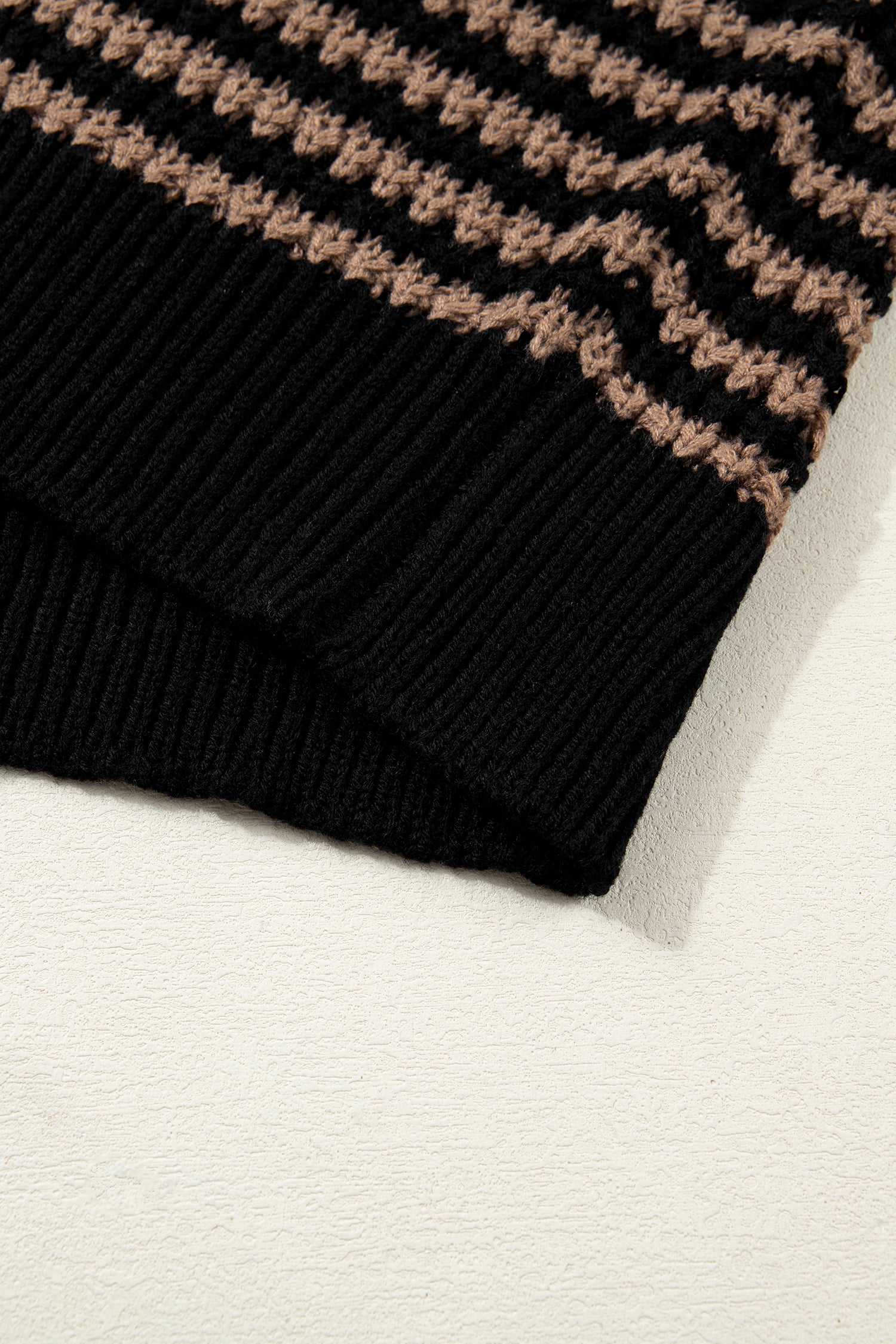 Black Stripe 3/4 Draped Sleeve Slouchy Sweater