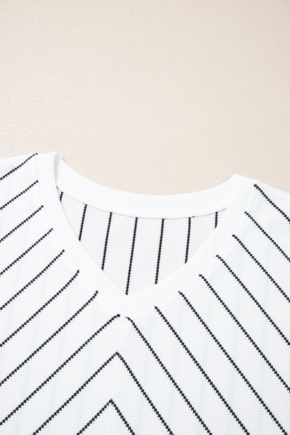 Black Stripe Chevron Striped V Neck Long Sleeve Casual Top