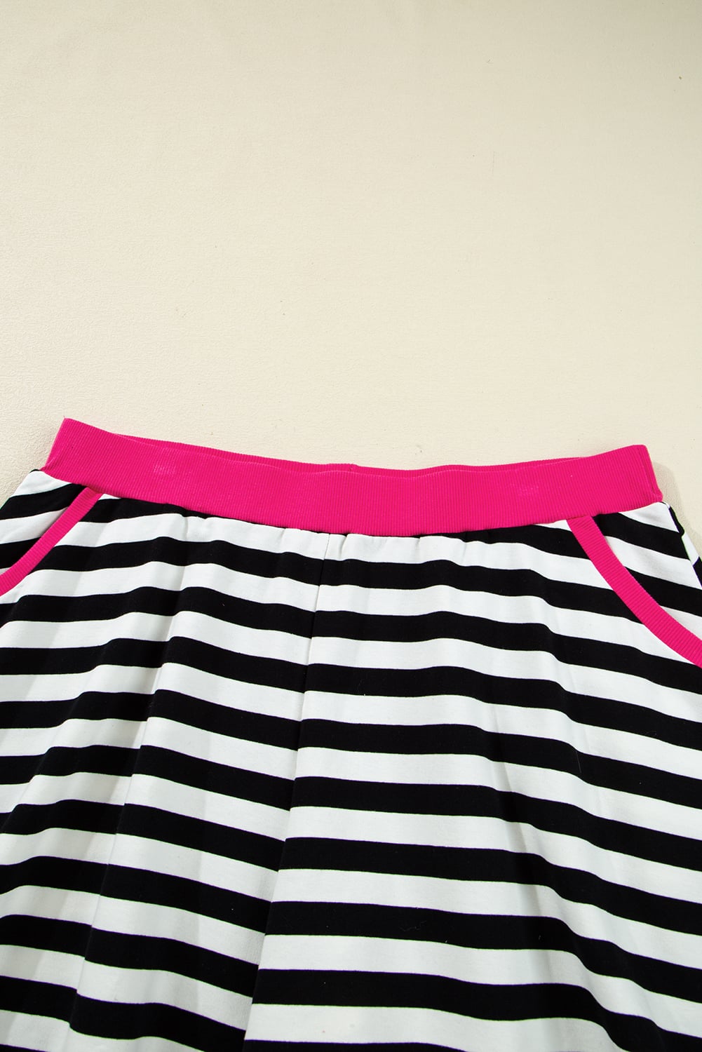 Black Stripe Color Block Edge Pullover and Shorts PLus Size Set
