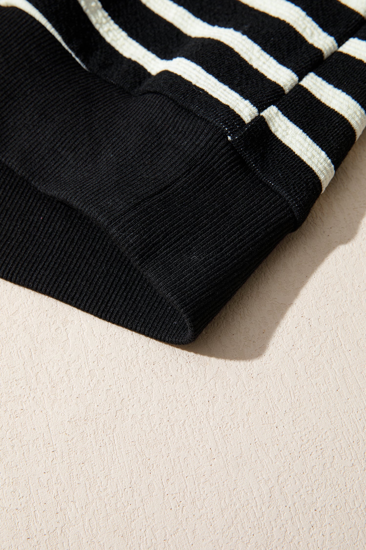 Black Stripe Contrast MERRY Letter Christmas Print Drop Shoulder Sweatshirt