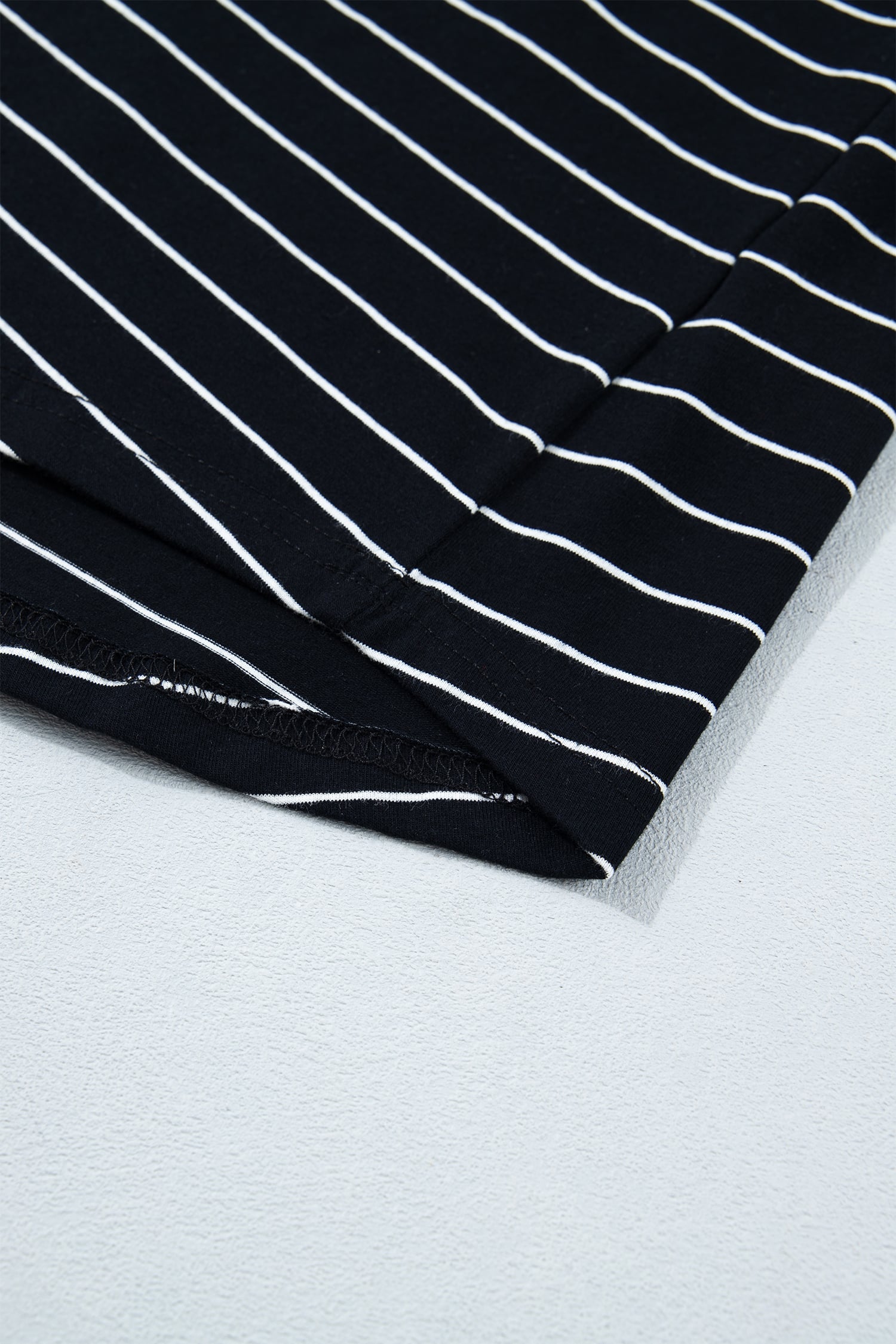 Black Stripe Drawstring Tunic Tank Mini Dress with Pockets