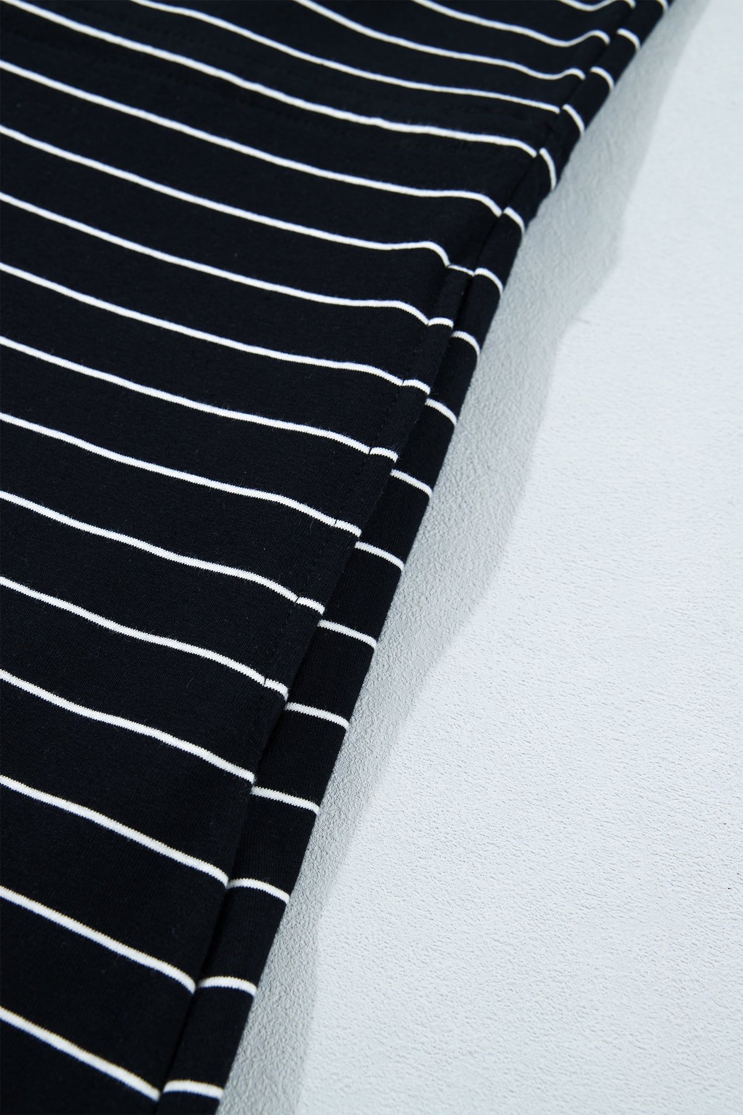 Black Stripe Drawstring Tunic Tank Mini Dress with Pockets