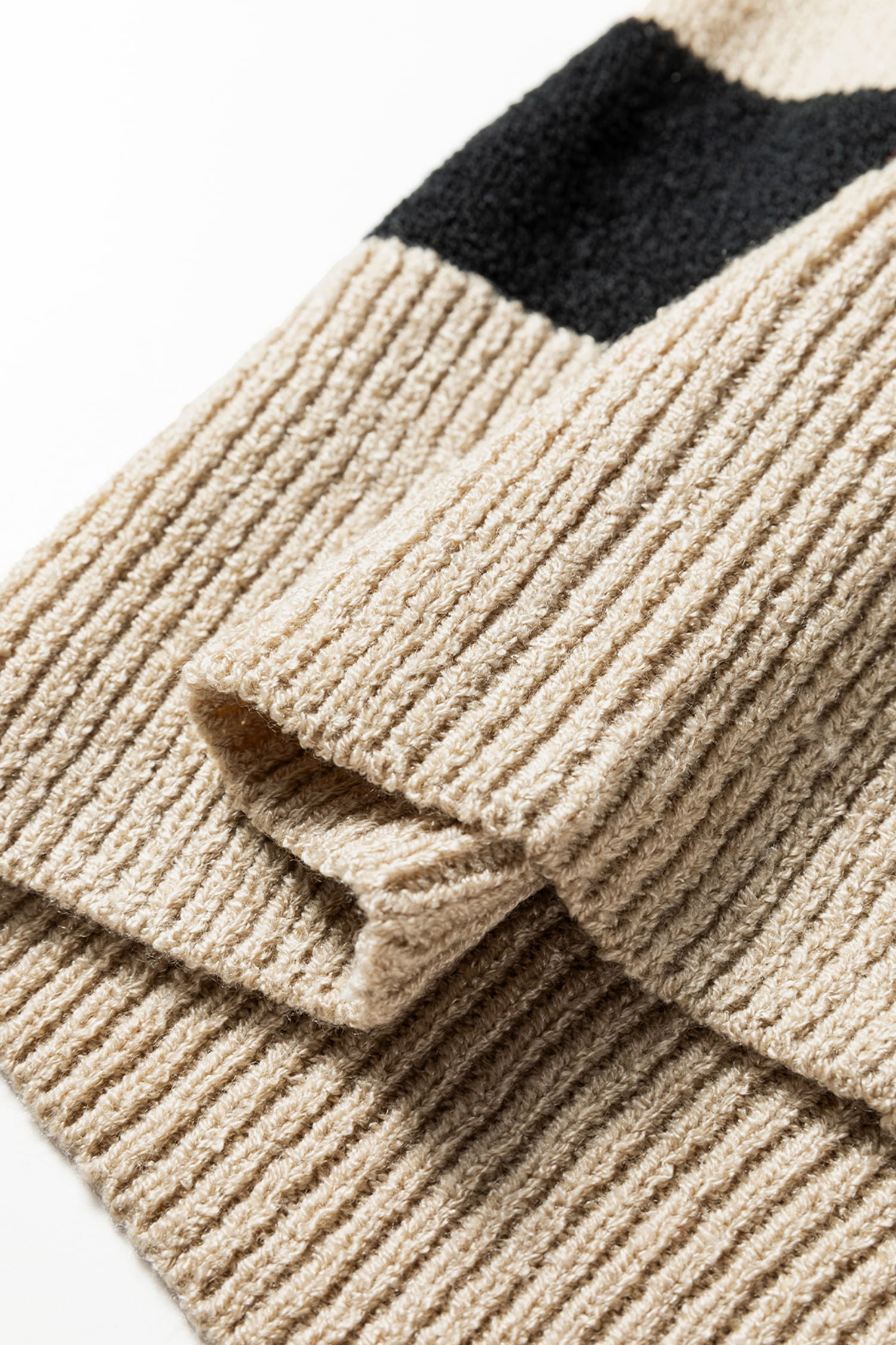 Black Stripe Drop Shoulder Sleeve Patchwork Baggy Sweater