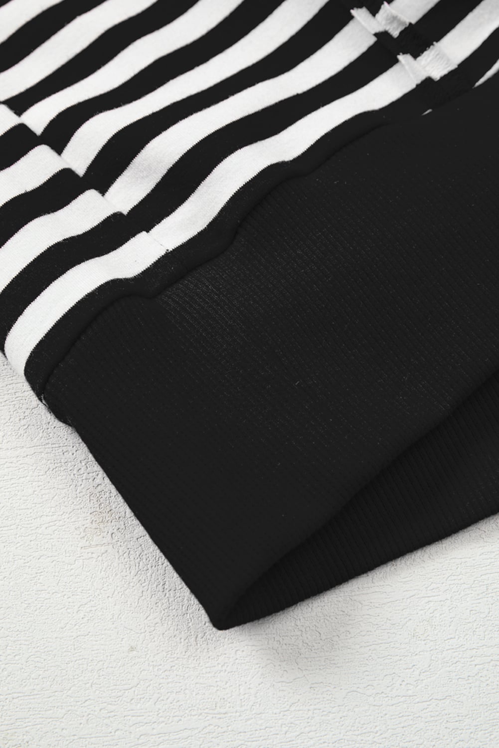Black Stripe Exposed Seam Drop Shoulder Casual Pullover Top