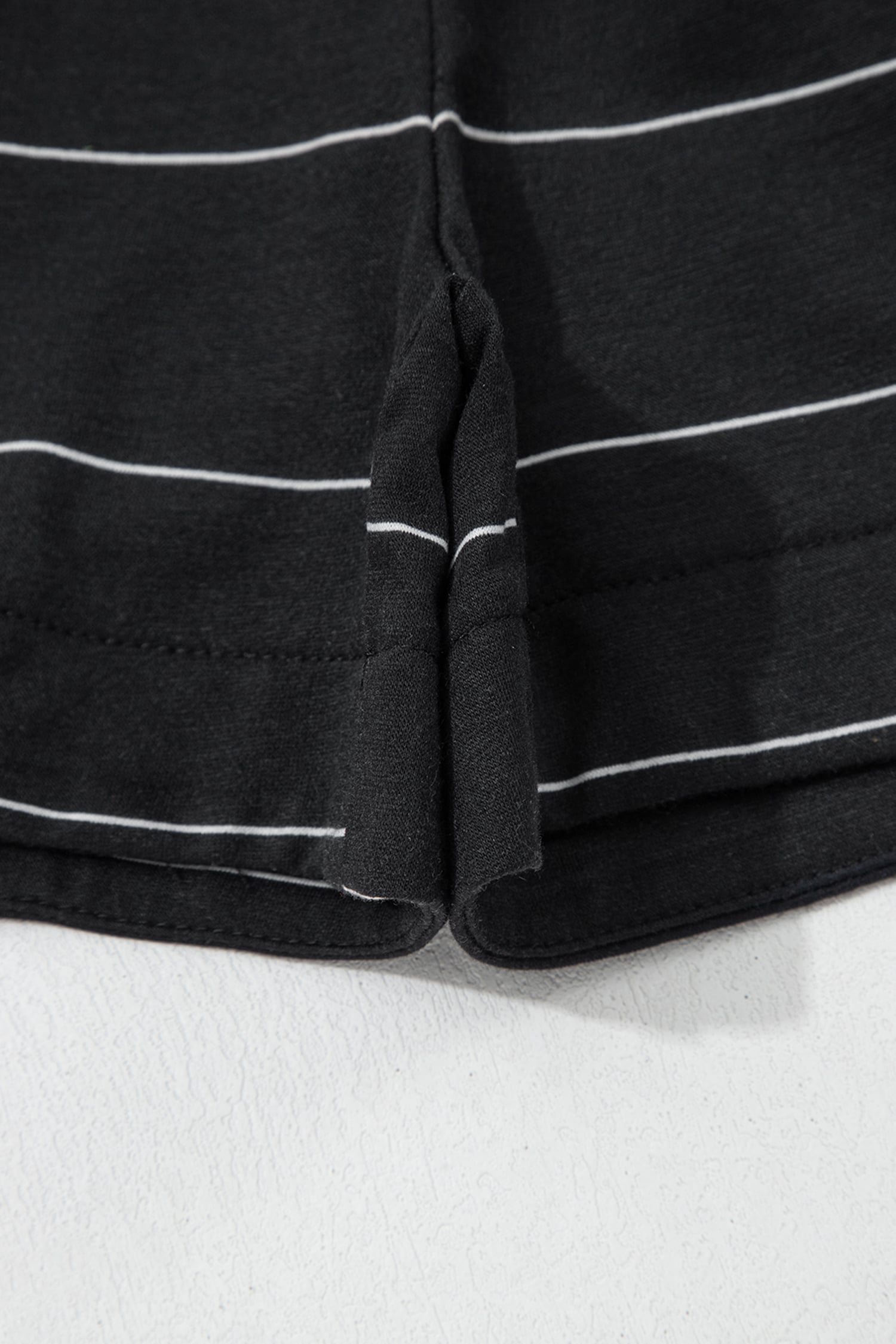 Black Stripe Half Sleeve Tee Drawstring Shorts 2pcs Set
