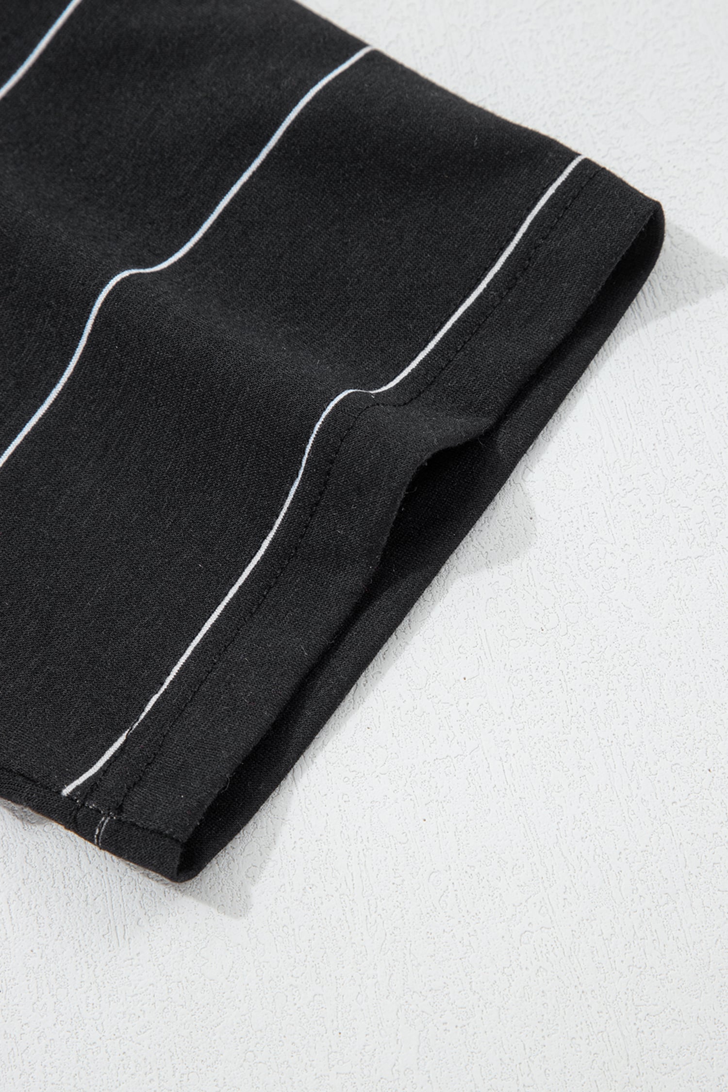 Black Stripe Half Sleeve Tee Drawstring Shorts 2pcs Set
