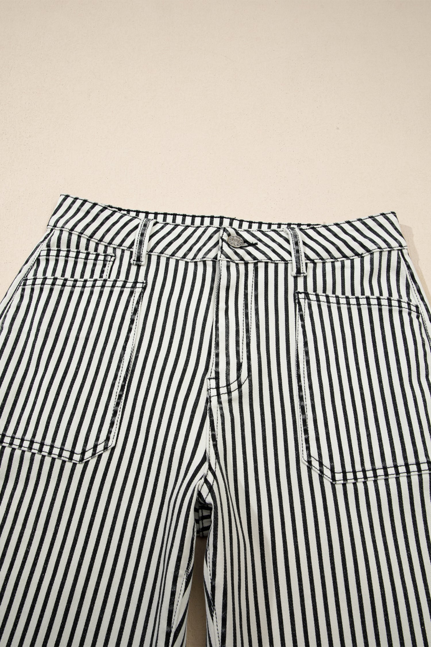 Black Stripe Patch Pocket High Waist Shift Denim Jeans