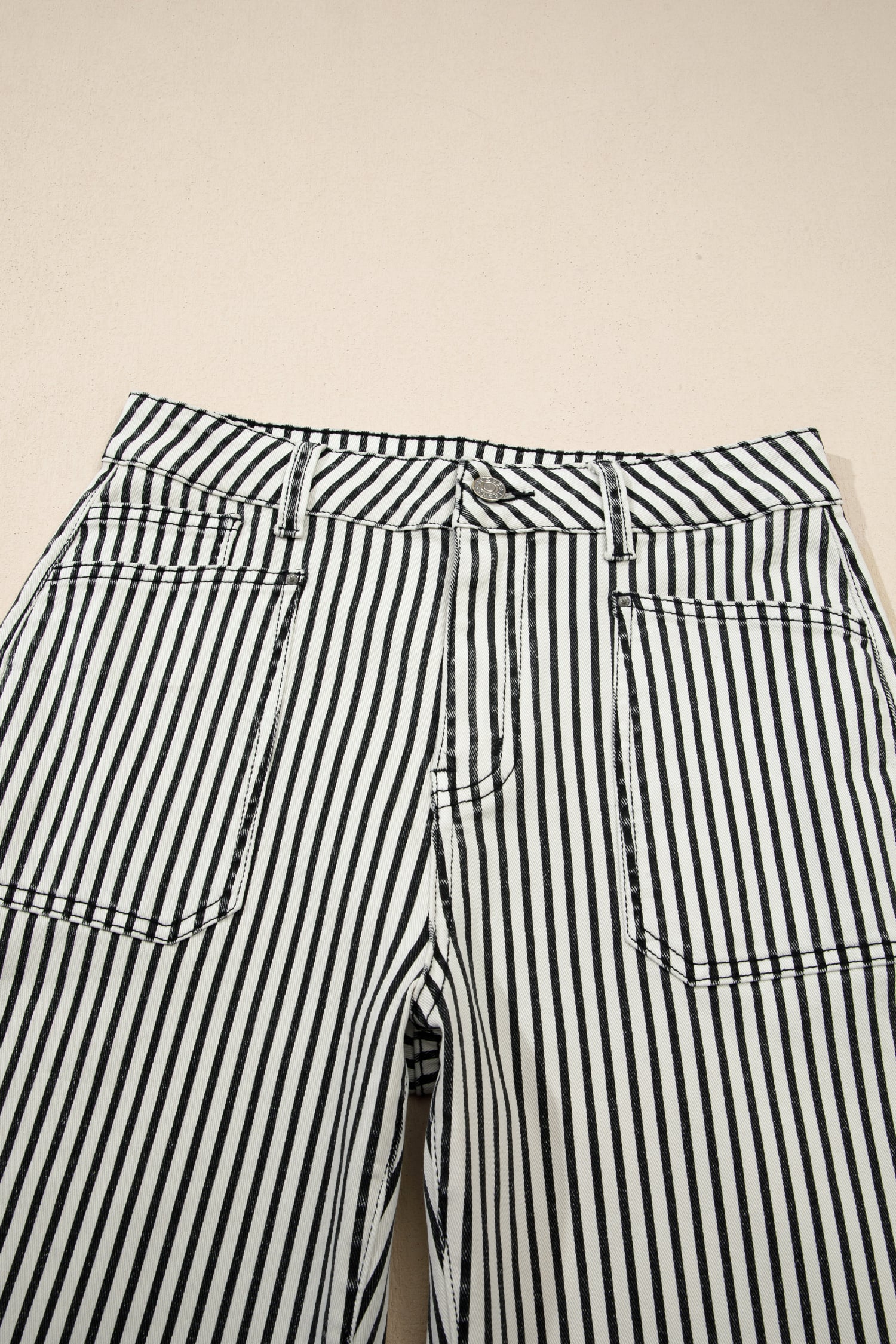 Black Stripe Patch Pocket High Waist Shift Denim Jeans